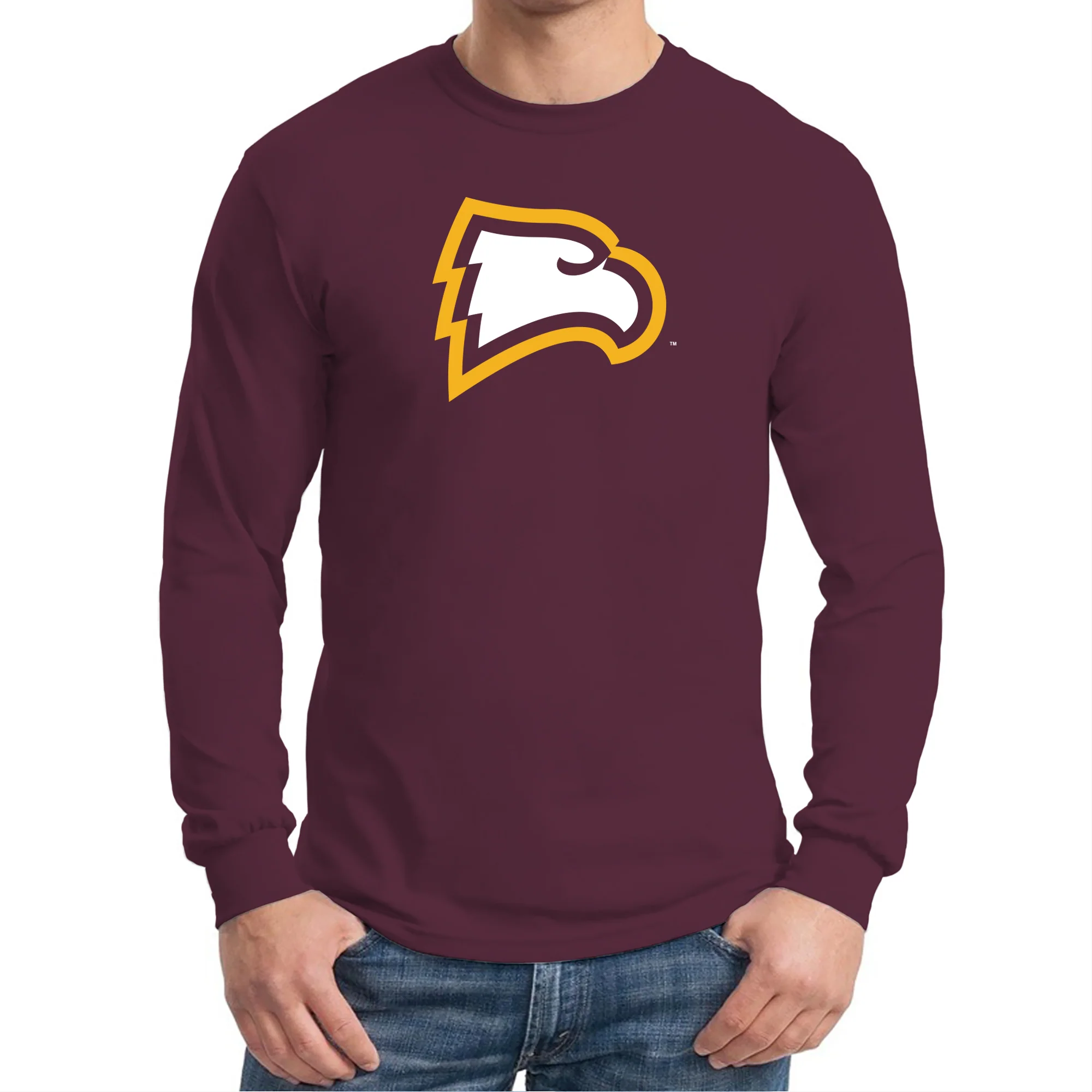 Winthrop University Eagles Primary Logo Long Sleeve T Shirt - Maroon - Image 3