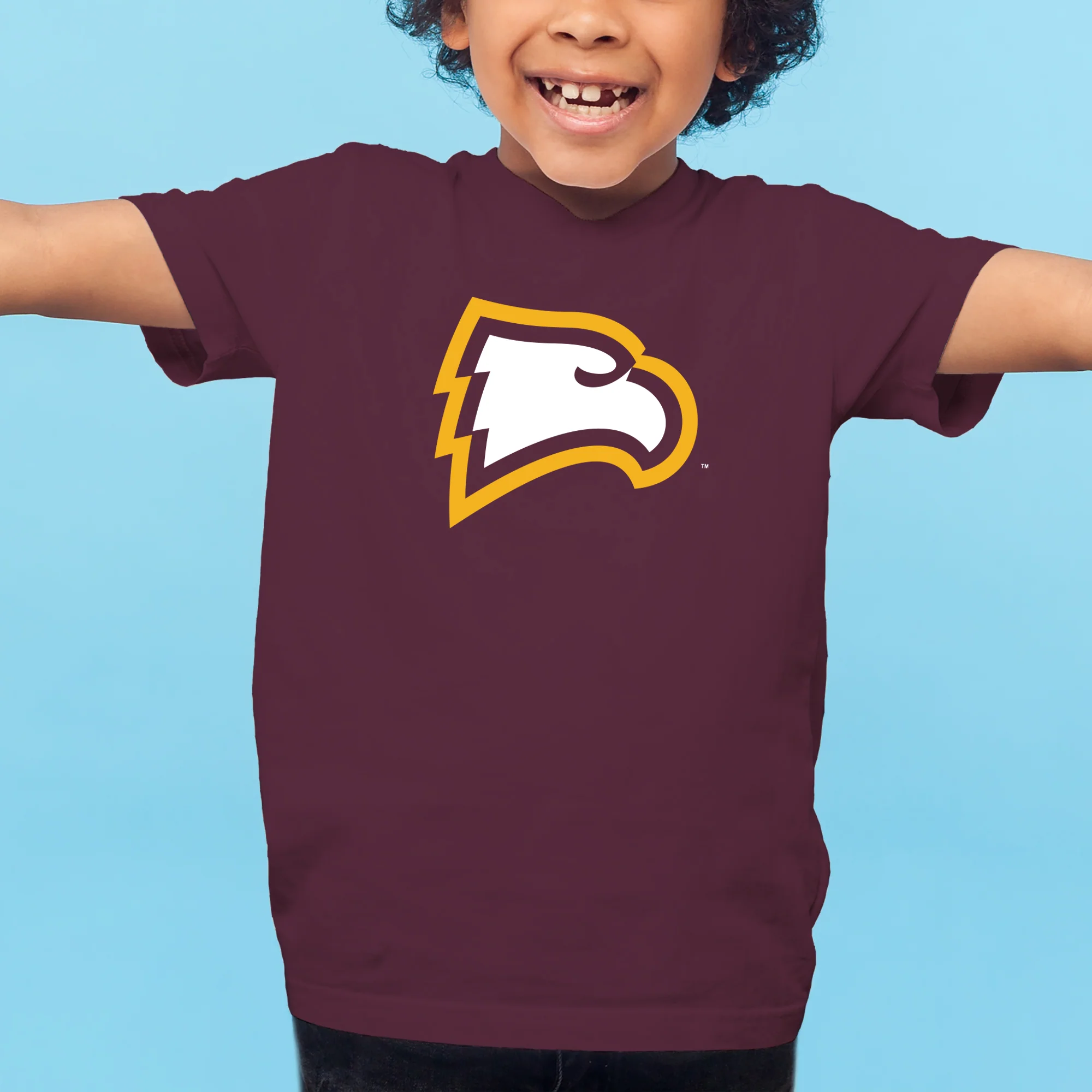Winthrop University Eagles Primary Logo Youth Short Sleeve T Shirt - Maroon - Image 3