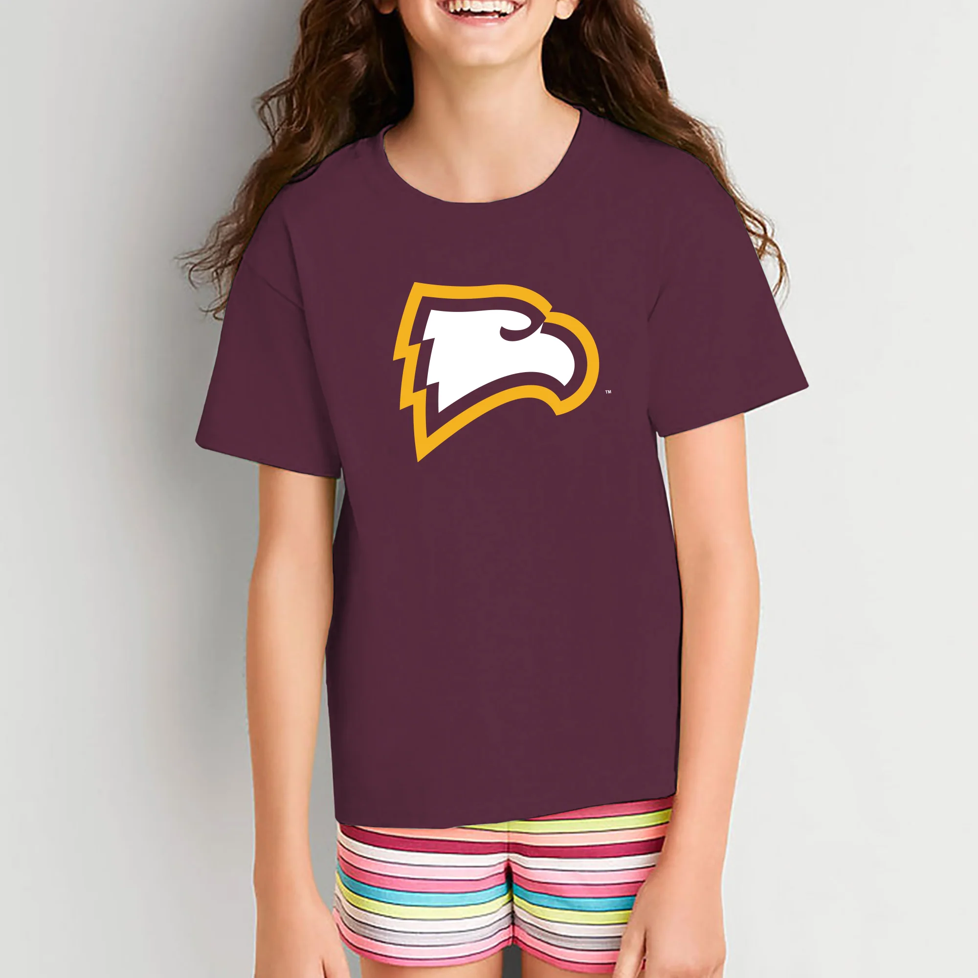 Winthrop University Eagles Primary Logo Youth Short Sleeve T Shirt - Maroon - Image 4