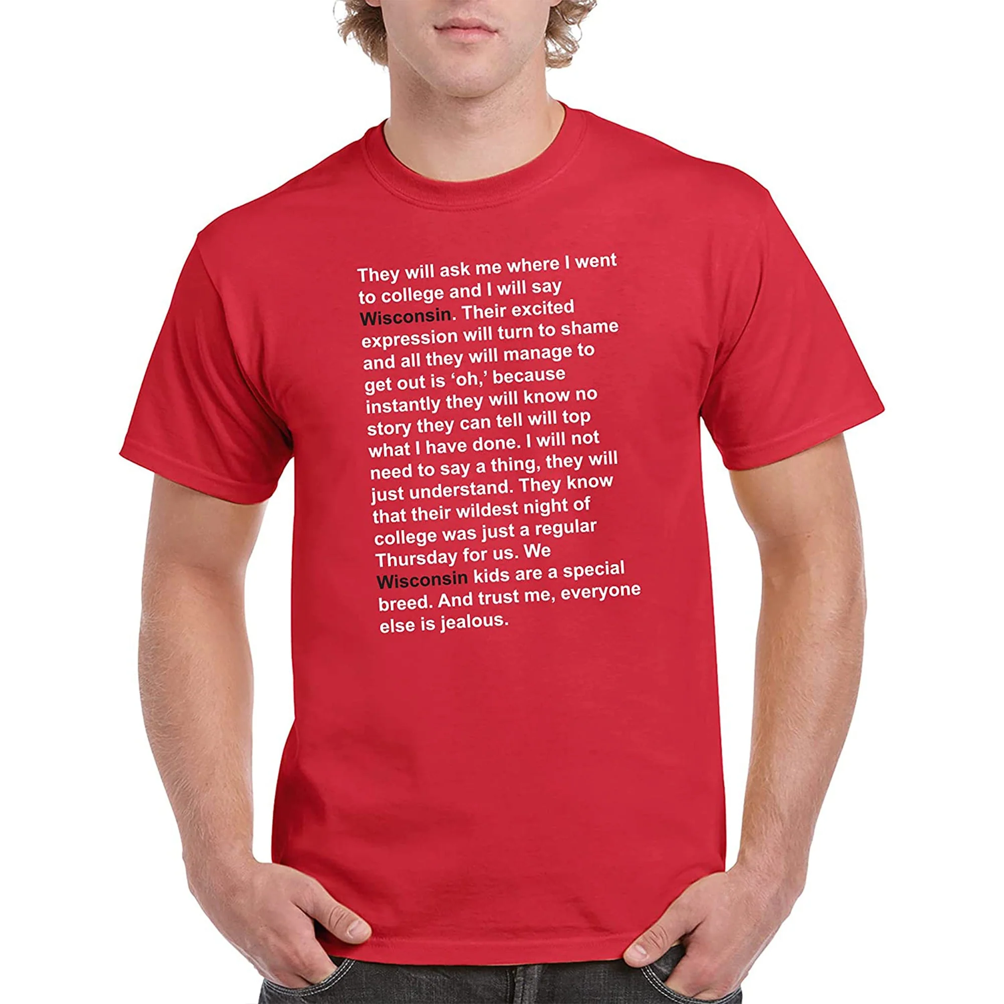 Wisconsin Quote T-shirt - Red - Image 3