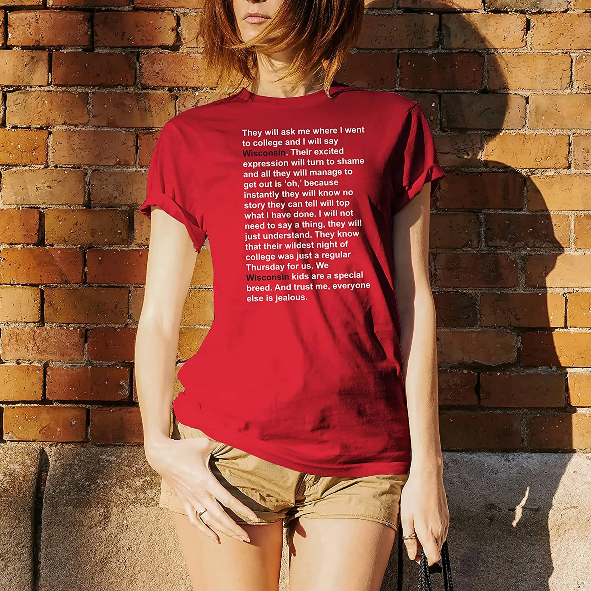 Wisconsin Quote T-shirt - Red - Image 4