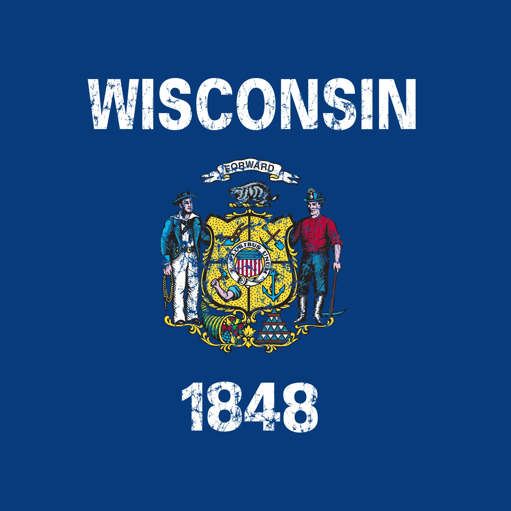 Wisconsin State Flag NLA T-Shirt - Royal - Image 2