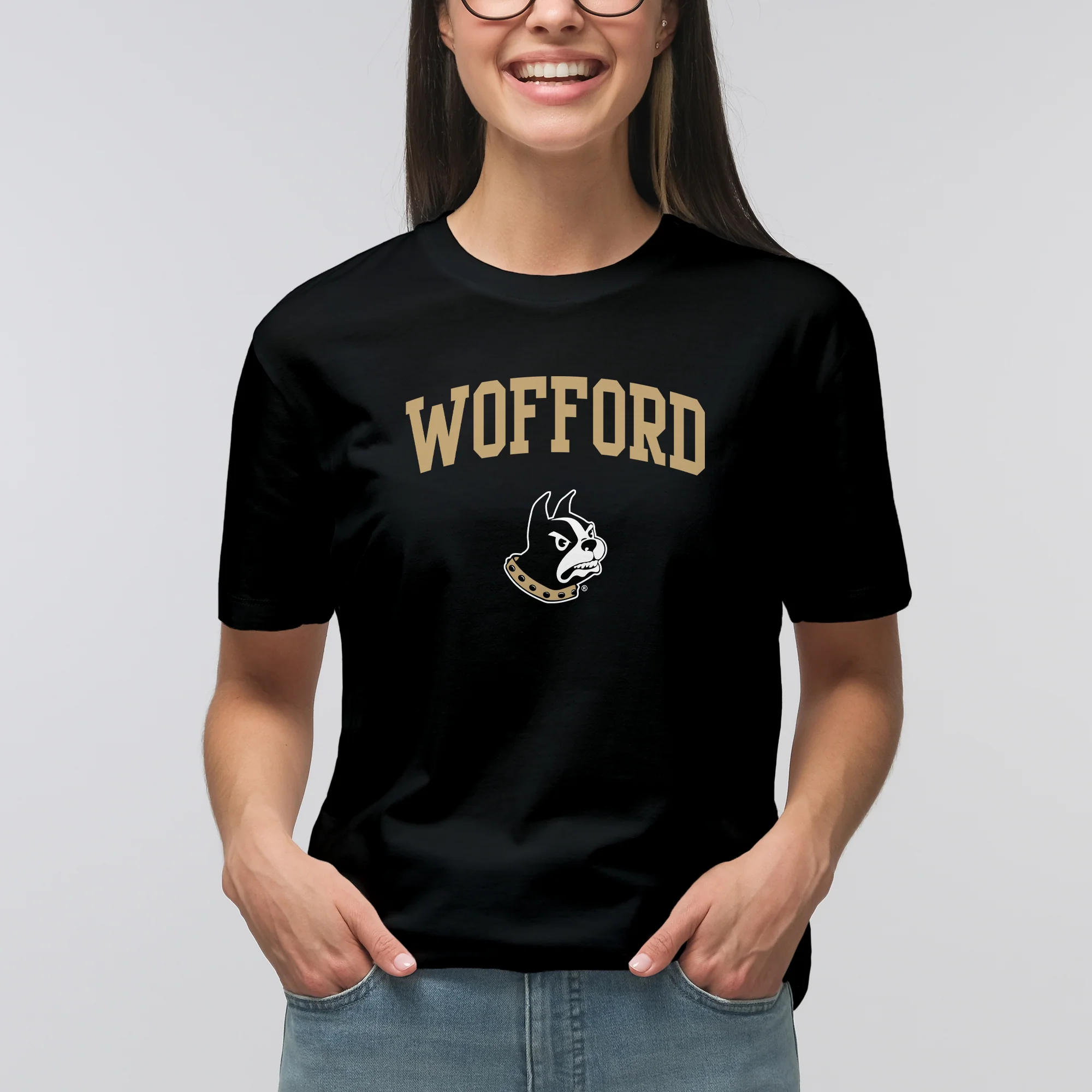 Wofford College Terriers Arch Logo T Shirt - Black - Image 4