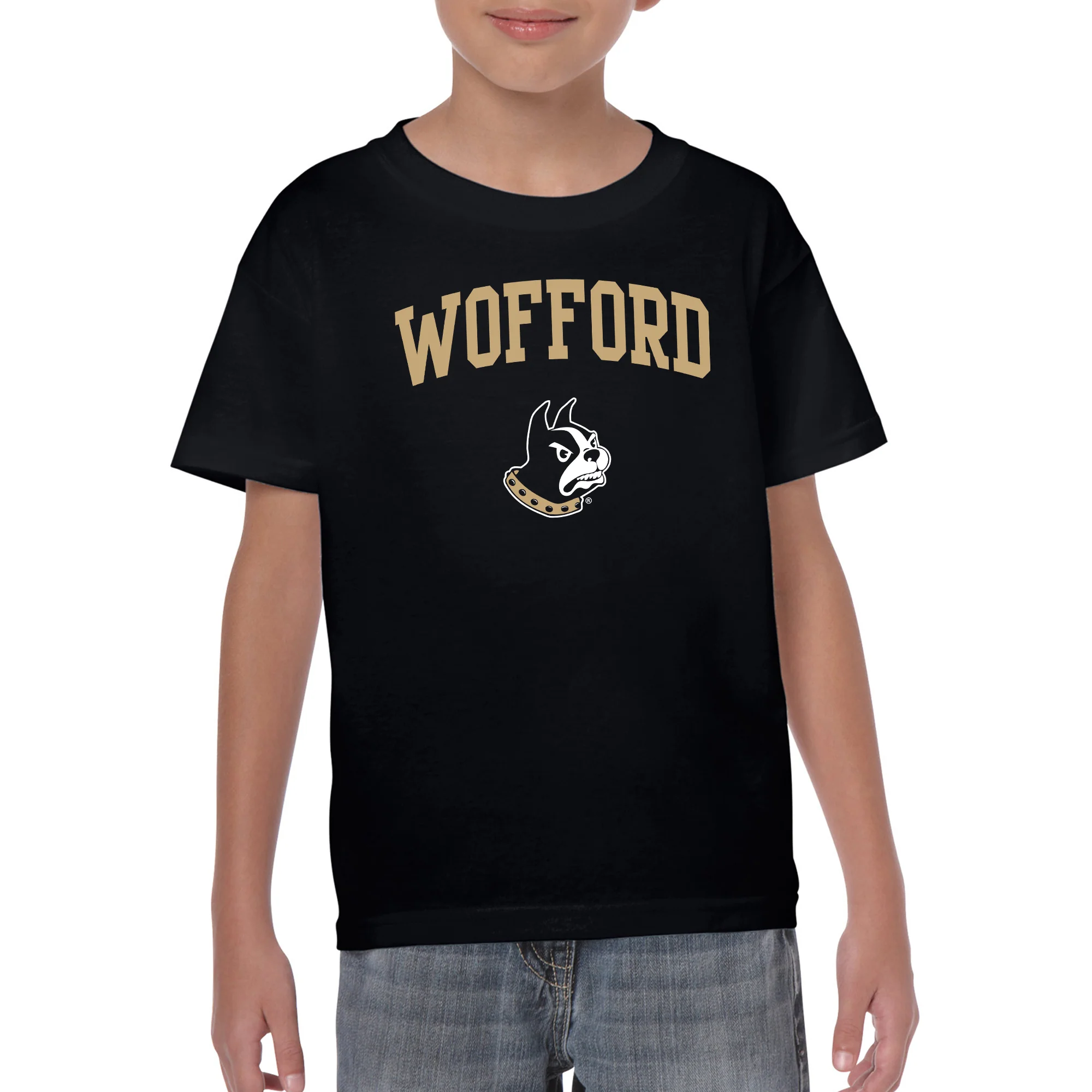 Wofford College Terriers Arch Logo Youth T Shirt - Black - Image 3