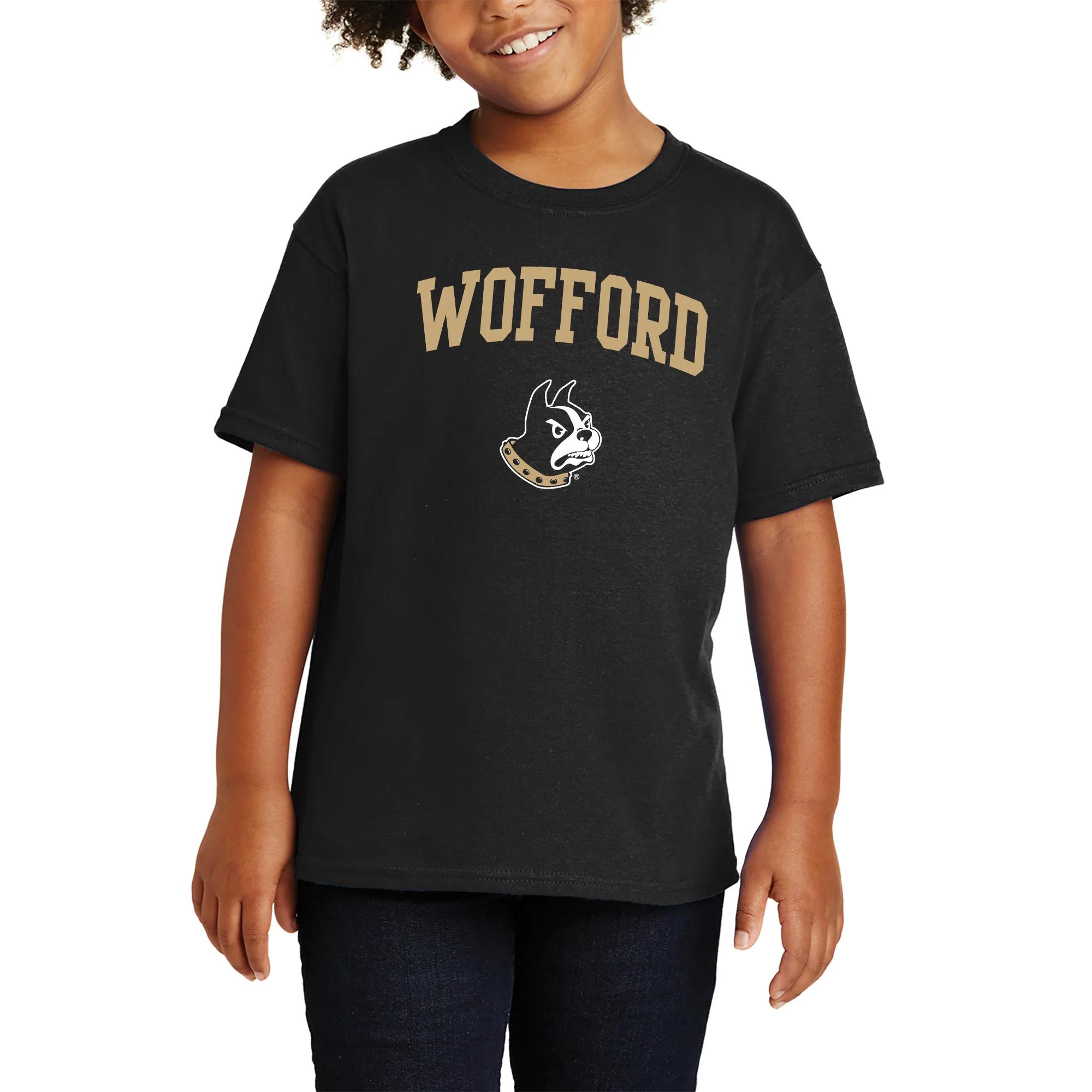 Wofford College Terriers Arch Logo Youth T Shirt - Black - Image 4