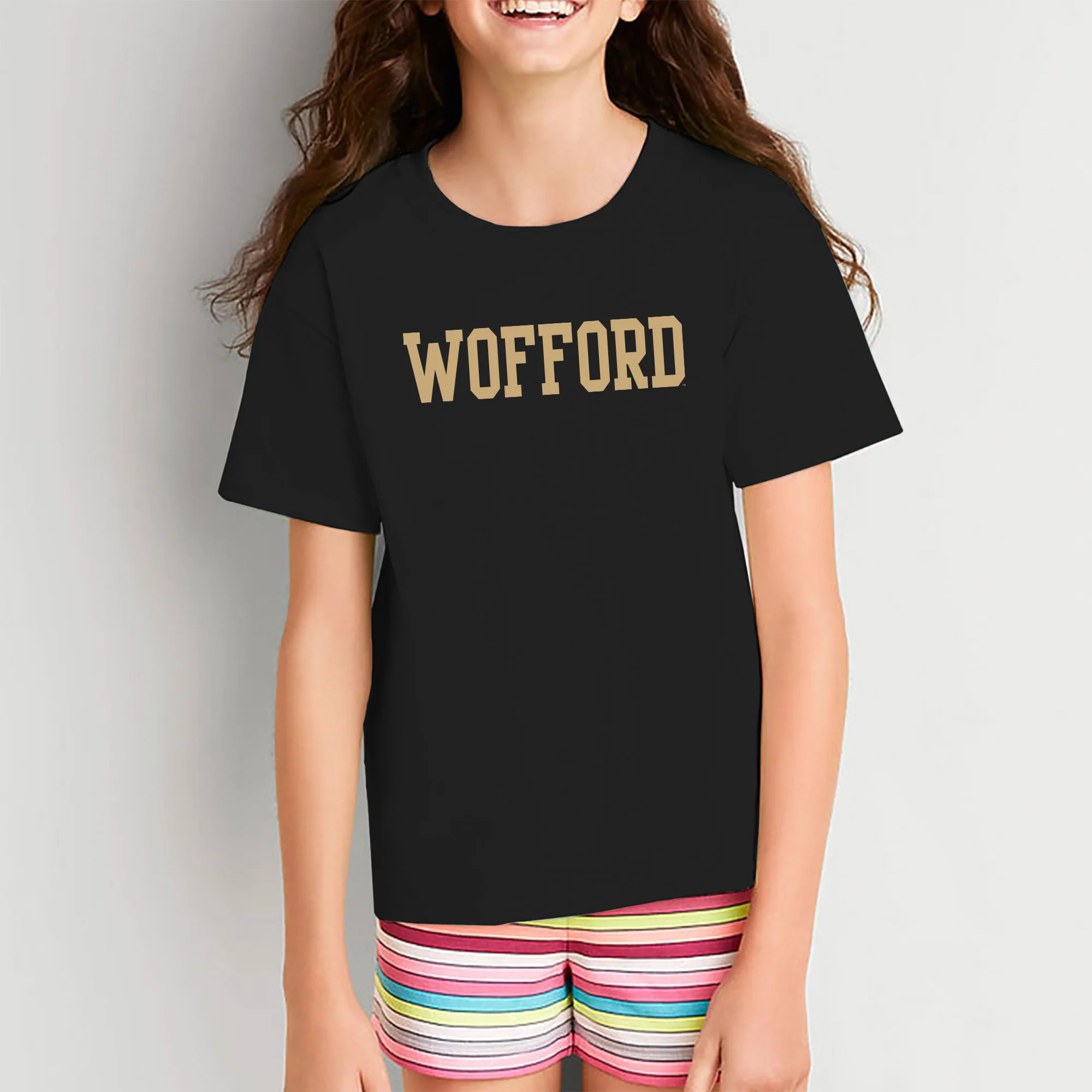 Wofford College Terriers Basic Block Youth T Shirt - Black - Image 4