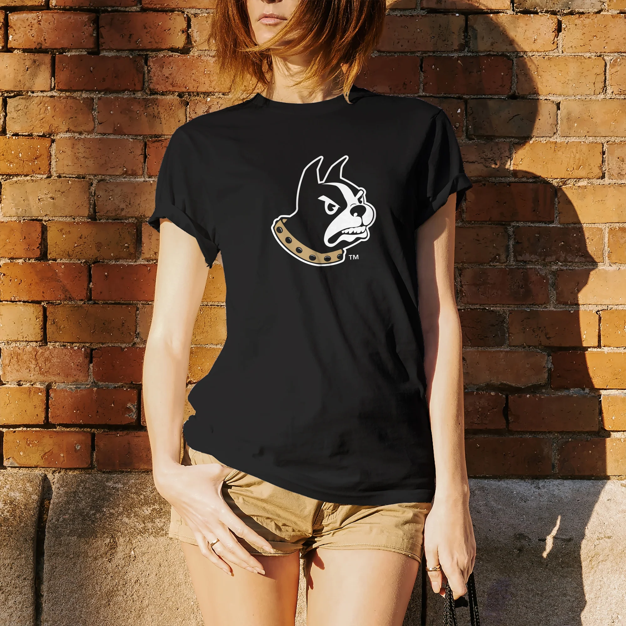 Wofford College Terriers Primary Logo T Shirt - Black - Image 4