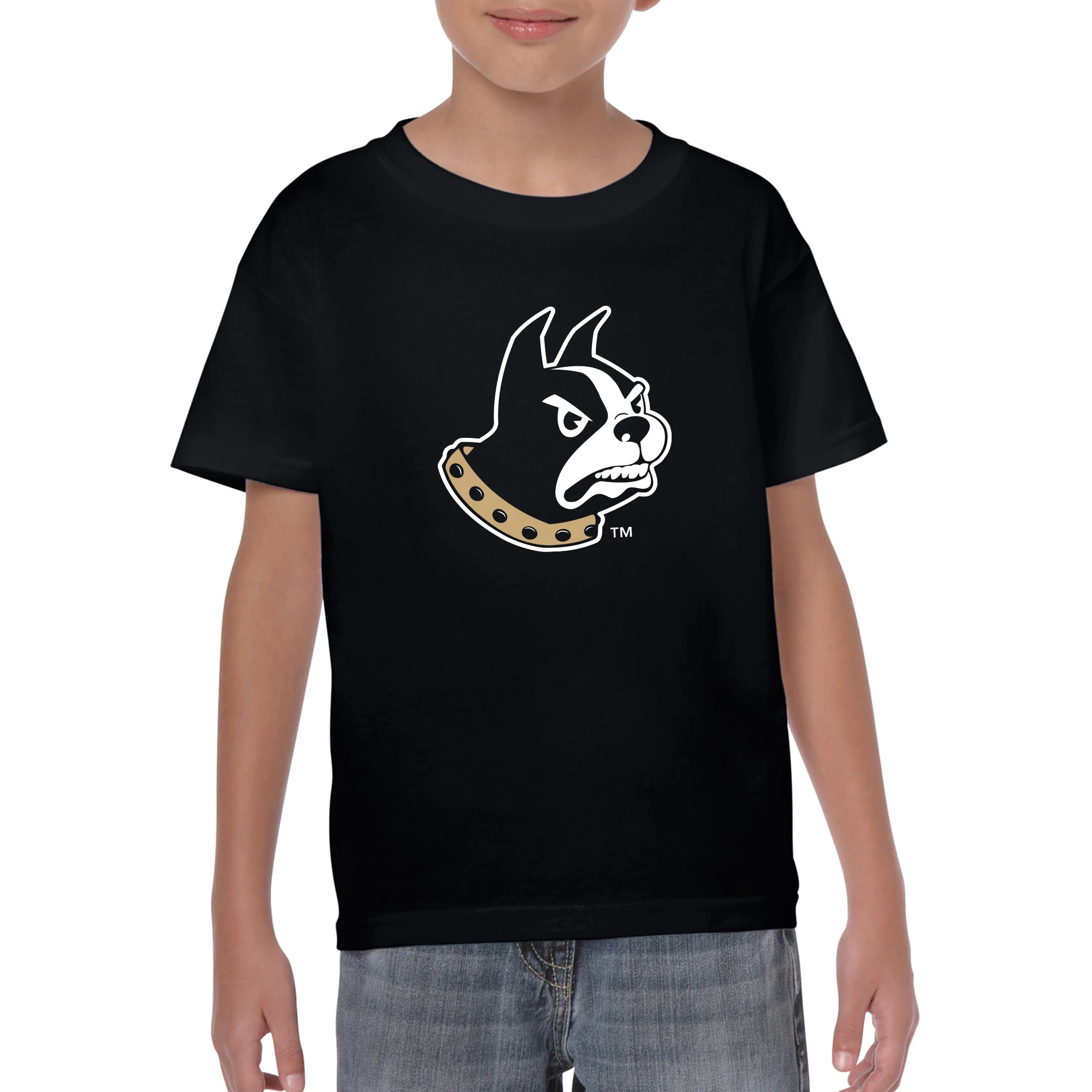 Wofford College Terriers Primary Logo Youth T Shirt - Black - Image 3