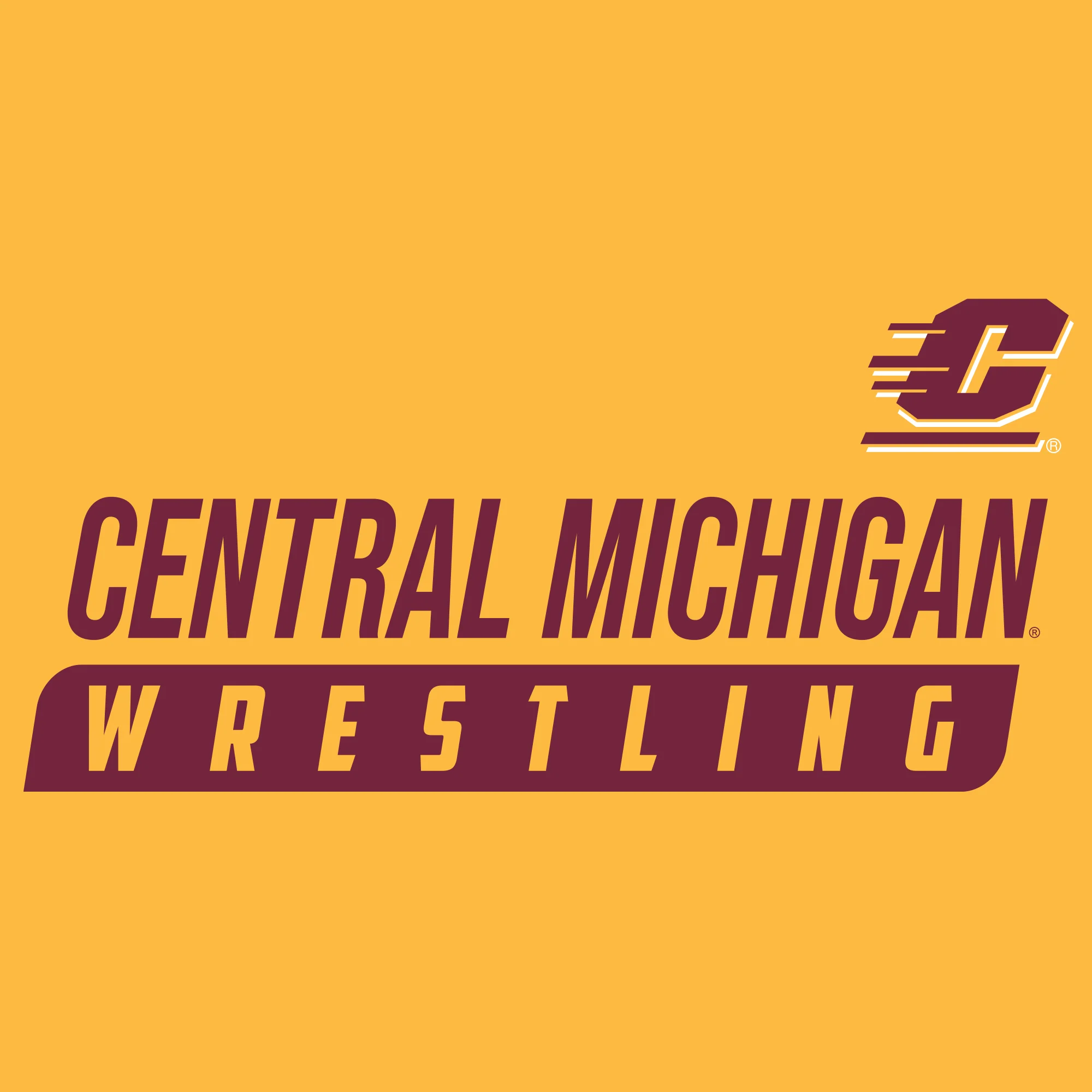 Central Michigan University Chippewas Wrestling Slant Basic Cotton Short Sleeve T Shirt - Gold - Image 2