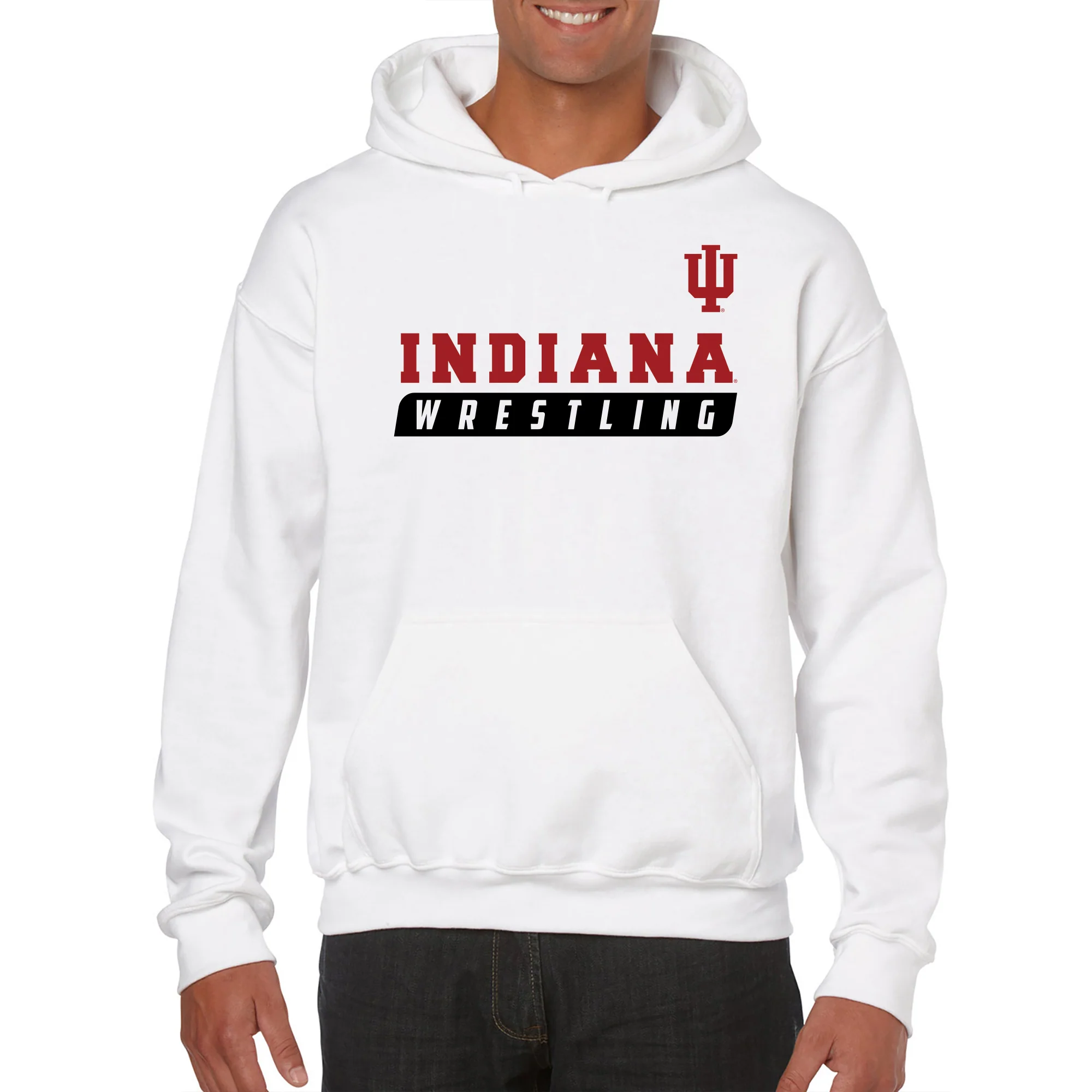 Indiana University Hoosiers Wrestling Slant Heavy Blend Hoodie - White - Image 3