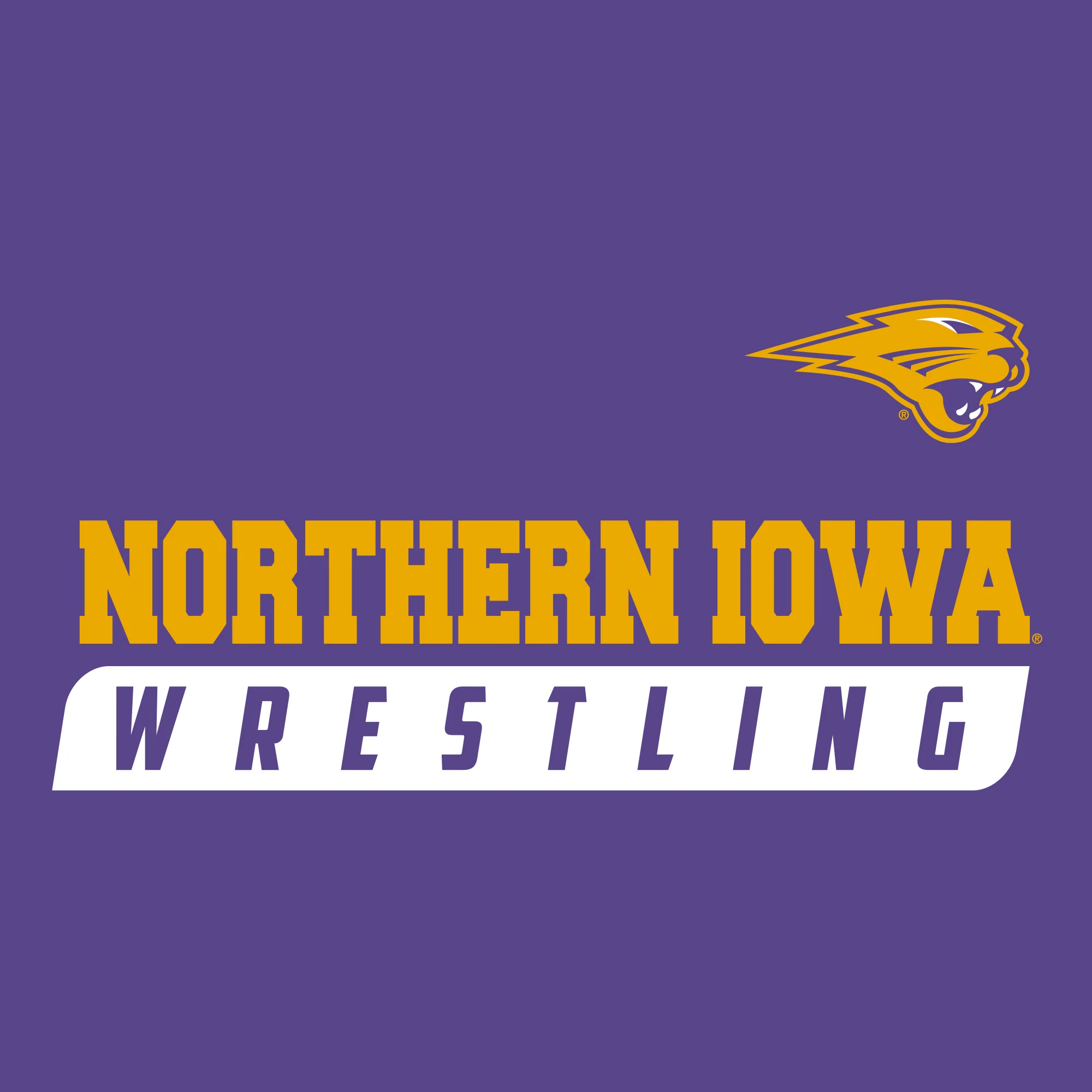 University of Northern Iowa Panthers Wrestling Slant Basic Cotton Short Sleeve T Shirt - Purple - Image 2