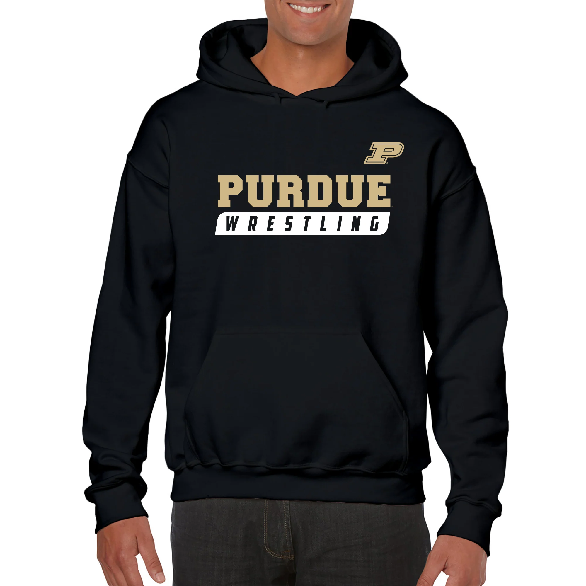 Purdue University Boilermakers Wrestling Slant Heavy Blend Hoodie - Black - Image 3