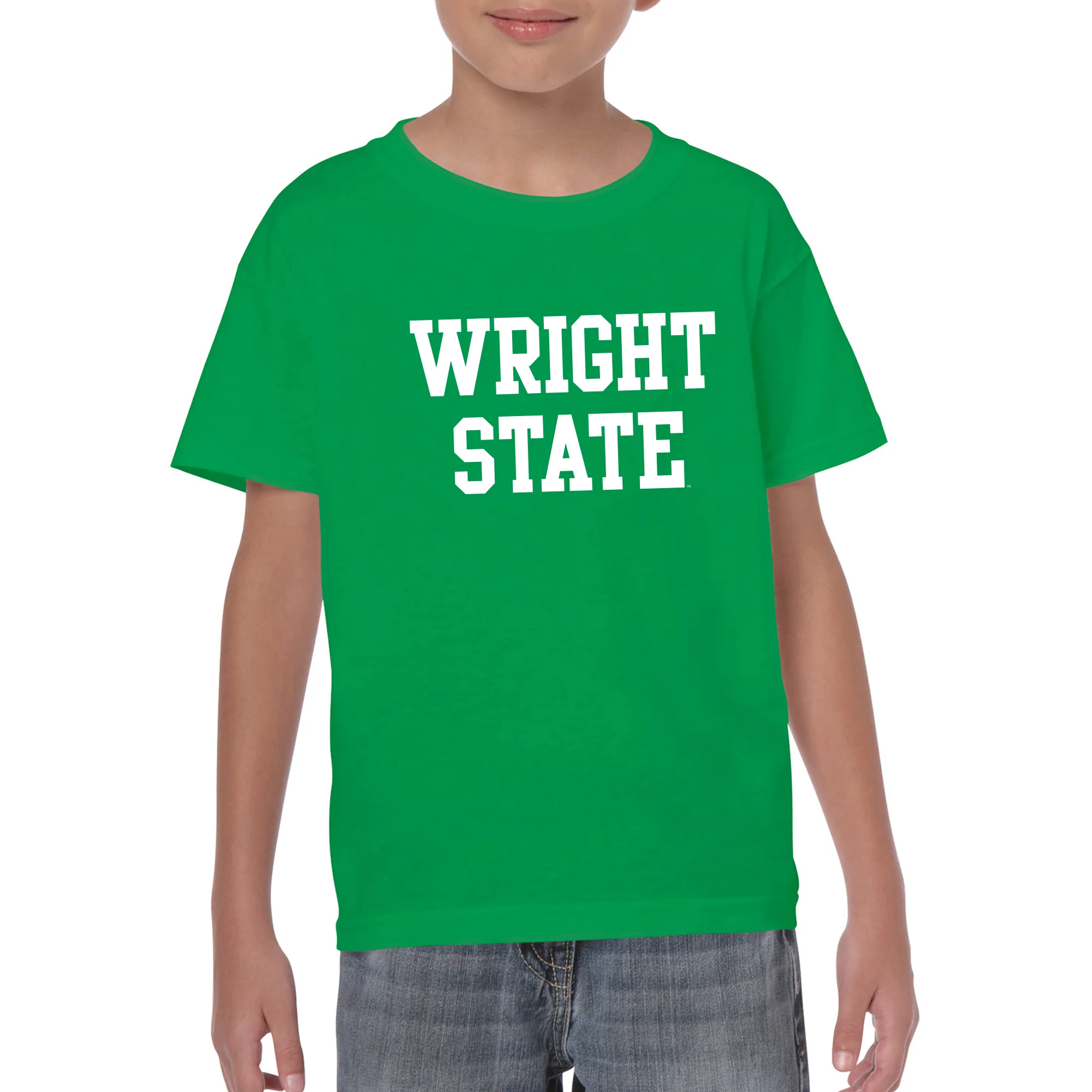 Wright State University Raiders Basic Block Youth Short Sleeve T Shirt - Irish Green - Image 3