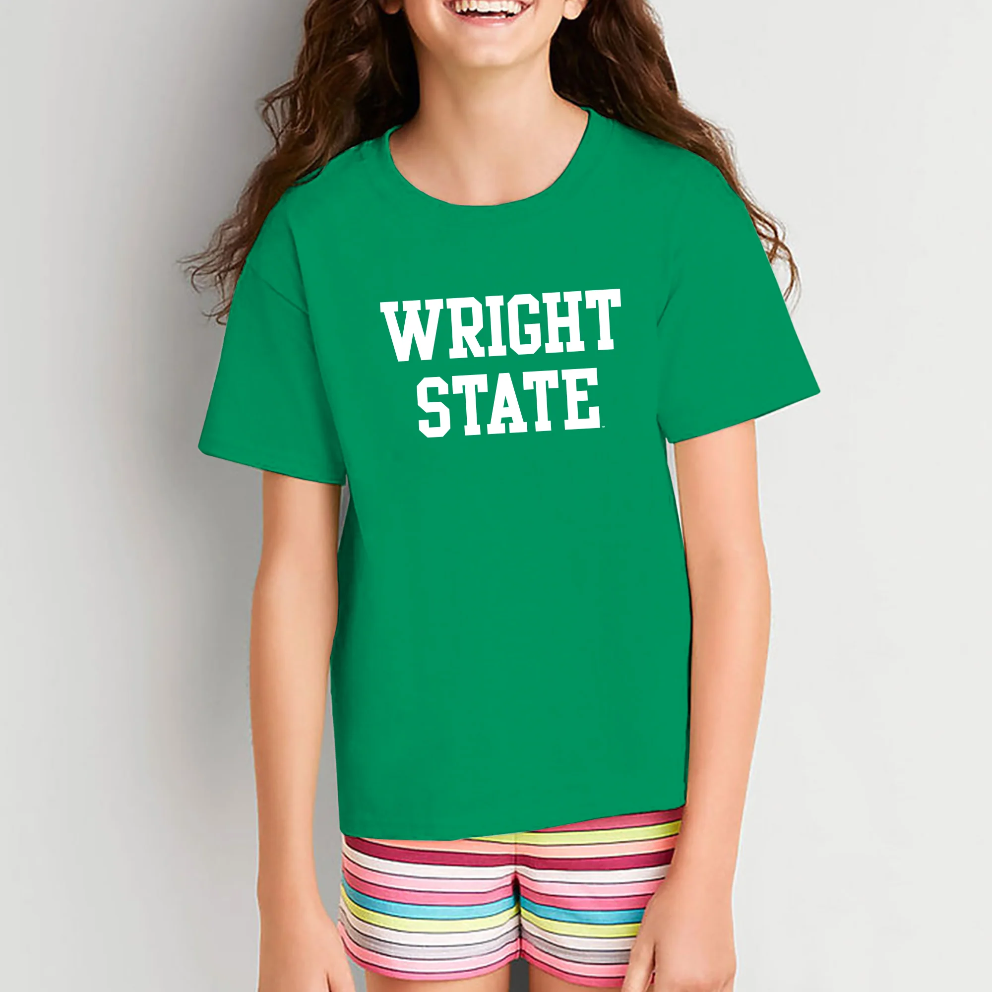 Wright State University Raiders Basic Block Youth Short Sleeve T Shirt - Irish Green - Image 4