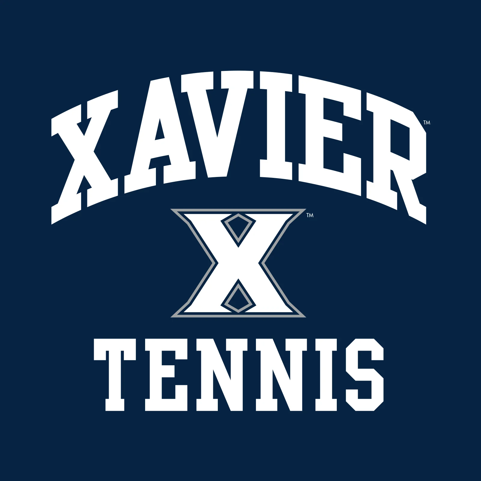 Xavier University Musketeers Arch Logo Tennis Short Sleeve T Shirt - Navy - Image 2