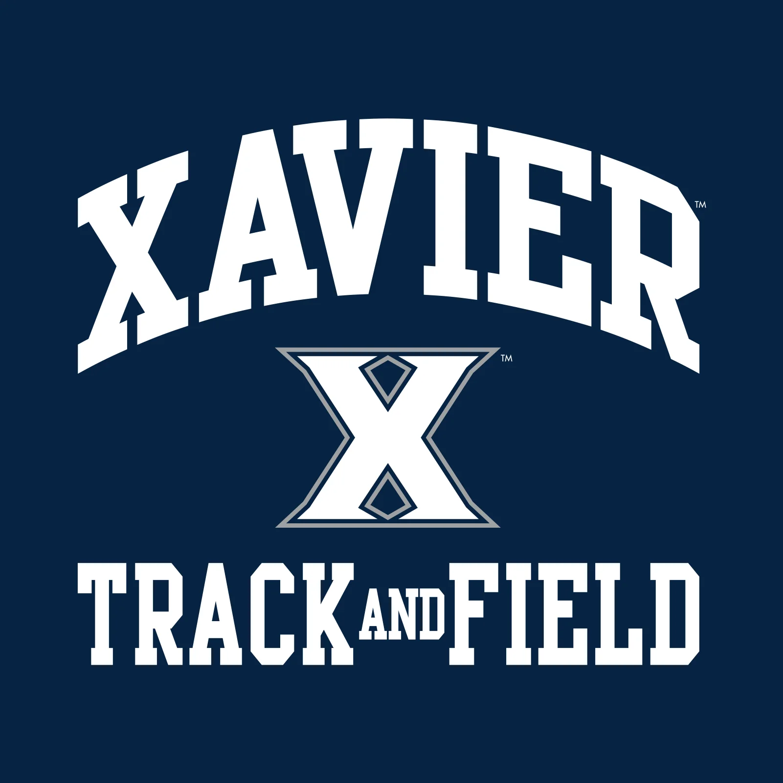Xavier University Musketeers Arch Logo Track & Field Short Sleeve T Shirt - Navy - Image 2