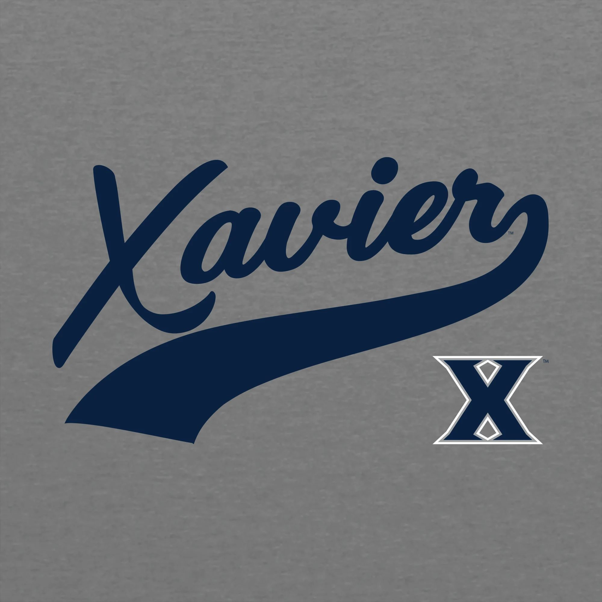 Xavier University Musketeers Baseball Script Raglan - Premium Htr/Vintage Navy - Image 2