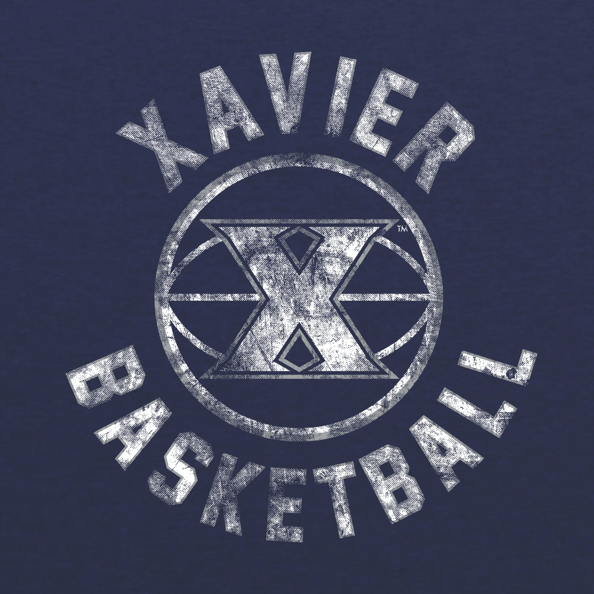 Xavier University Musketeers Basketball Distress Short Sleeve T-Shirt - Vintage Navy - Image 2