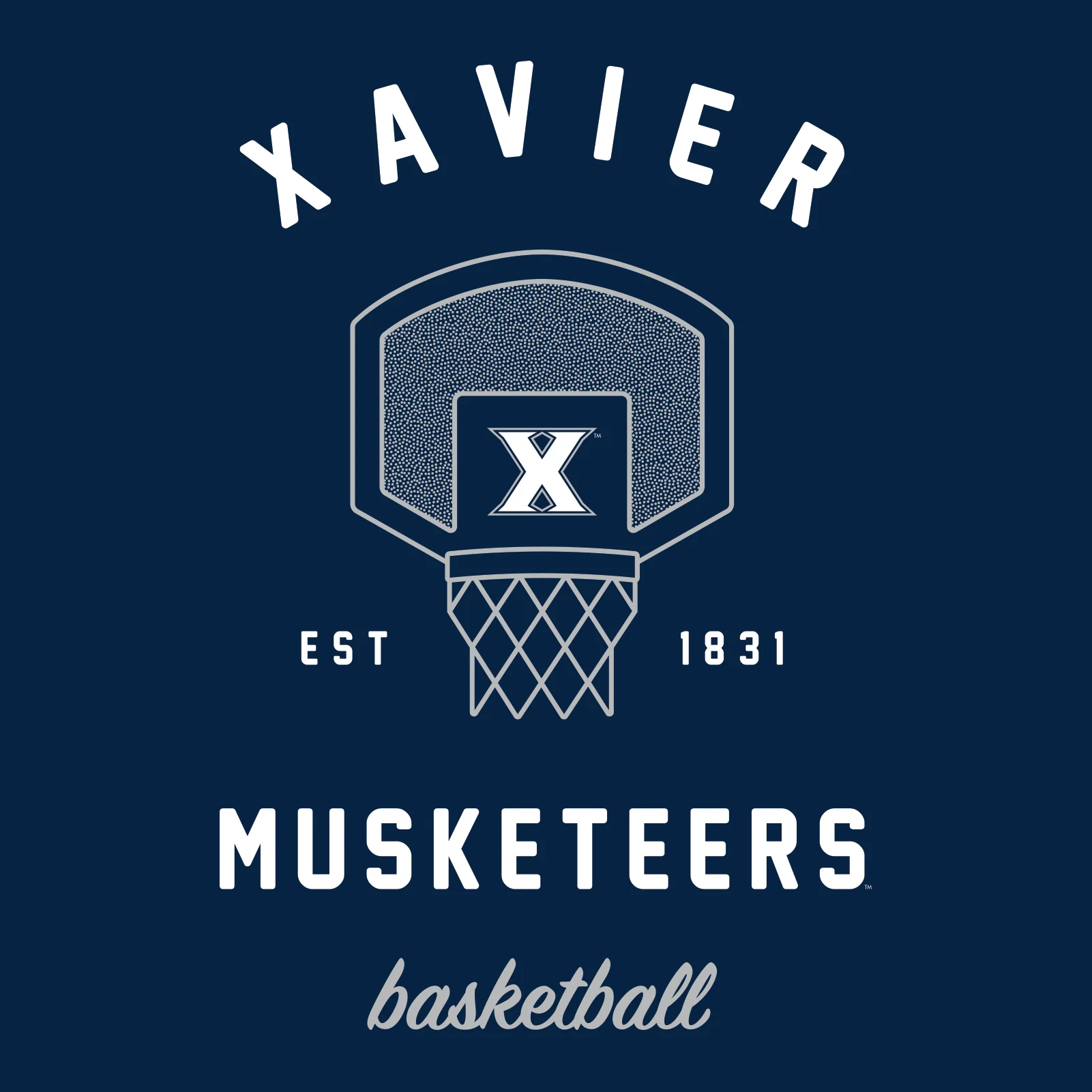 Xavier University Musketeers Basketball Net Short Sleeve T-Shirt - Navy - Image 2