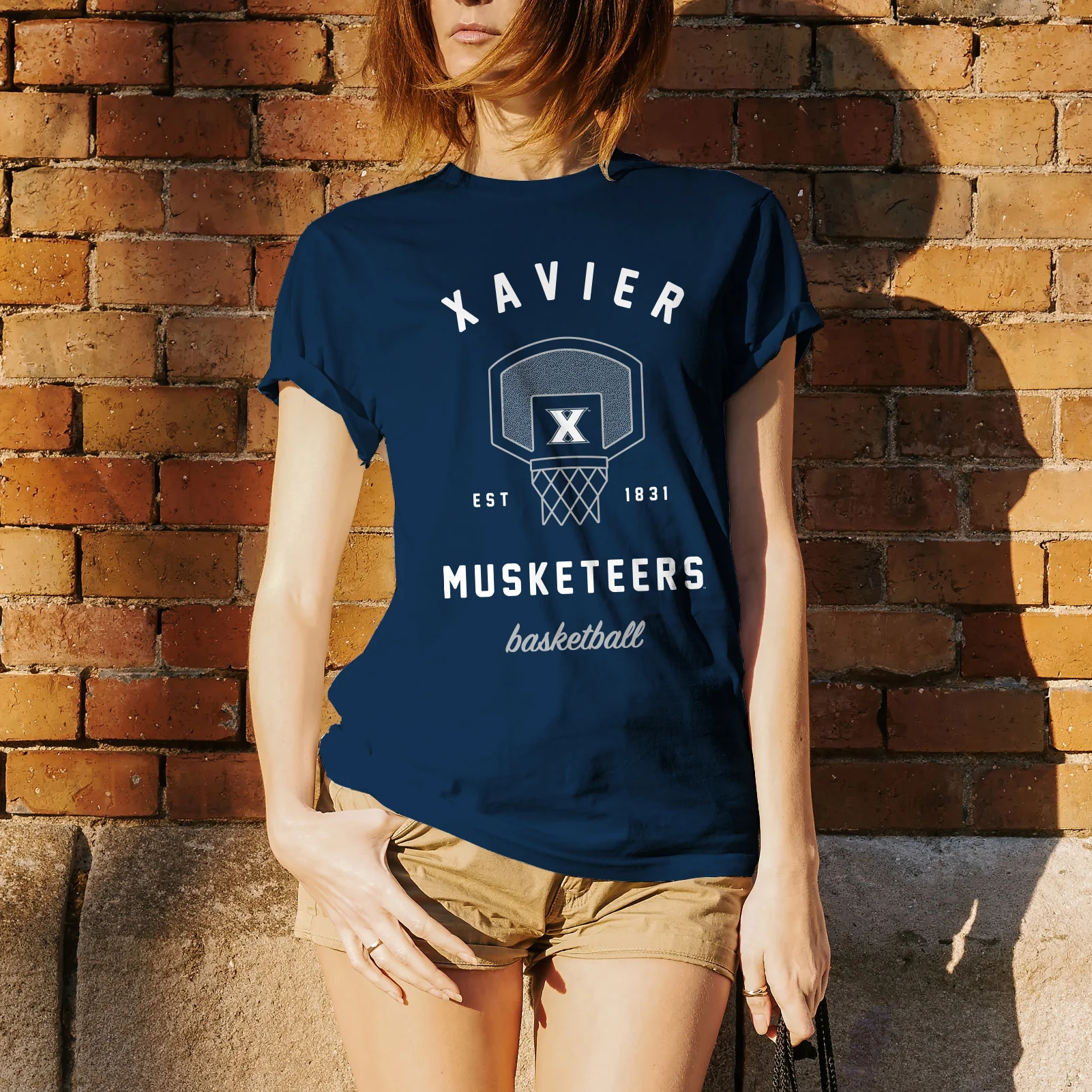 Xavier University Musketeers Basketball Net Short Sleeve T-Shirt - Navy - Image 4