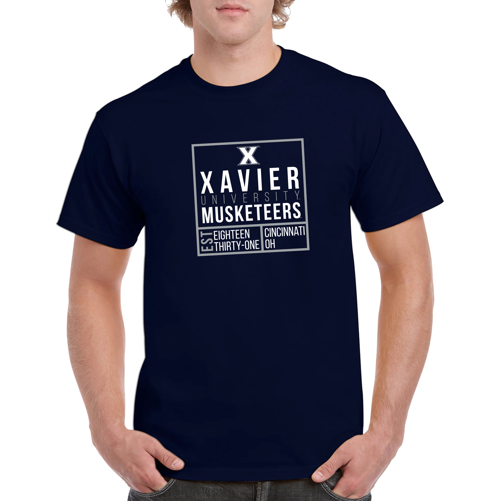 Xavier Box Label T Shirt - Navy - Image 3