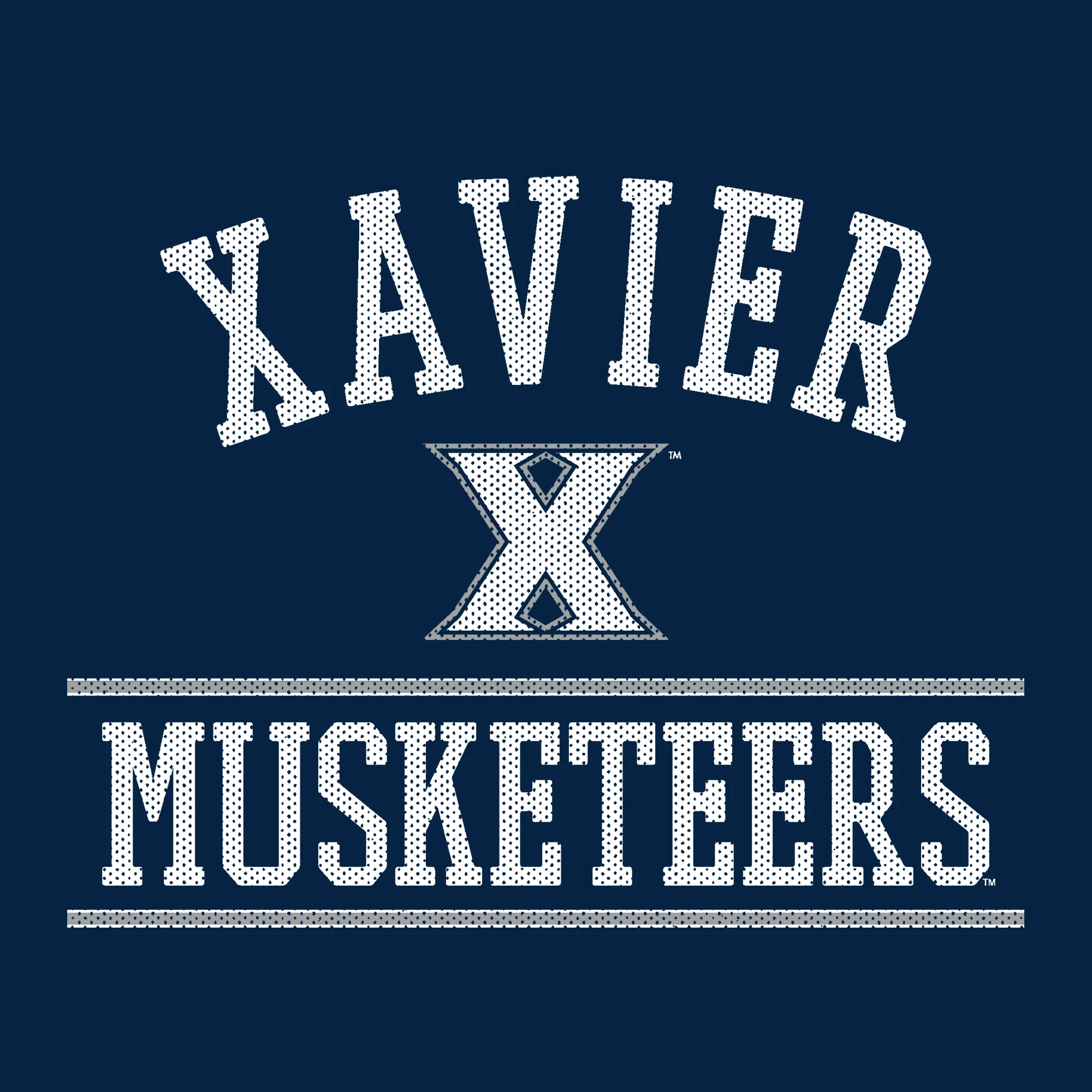 Xavier University Musketeers Mesh Arch Heavy Blend Hoodie - Navy - Image 2