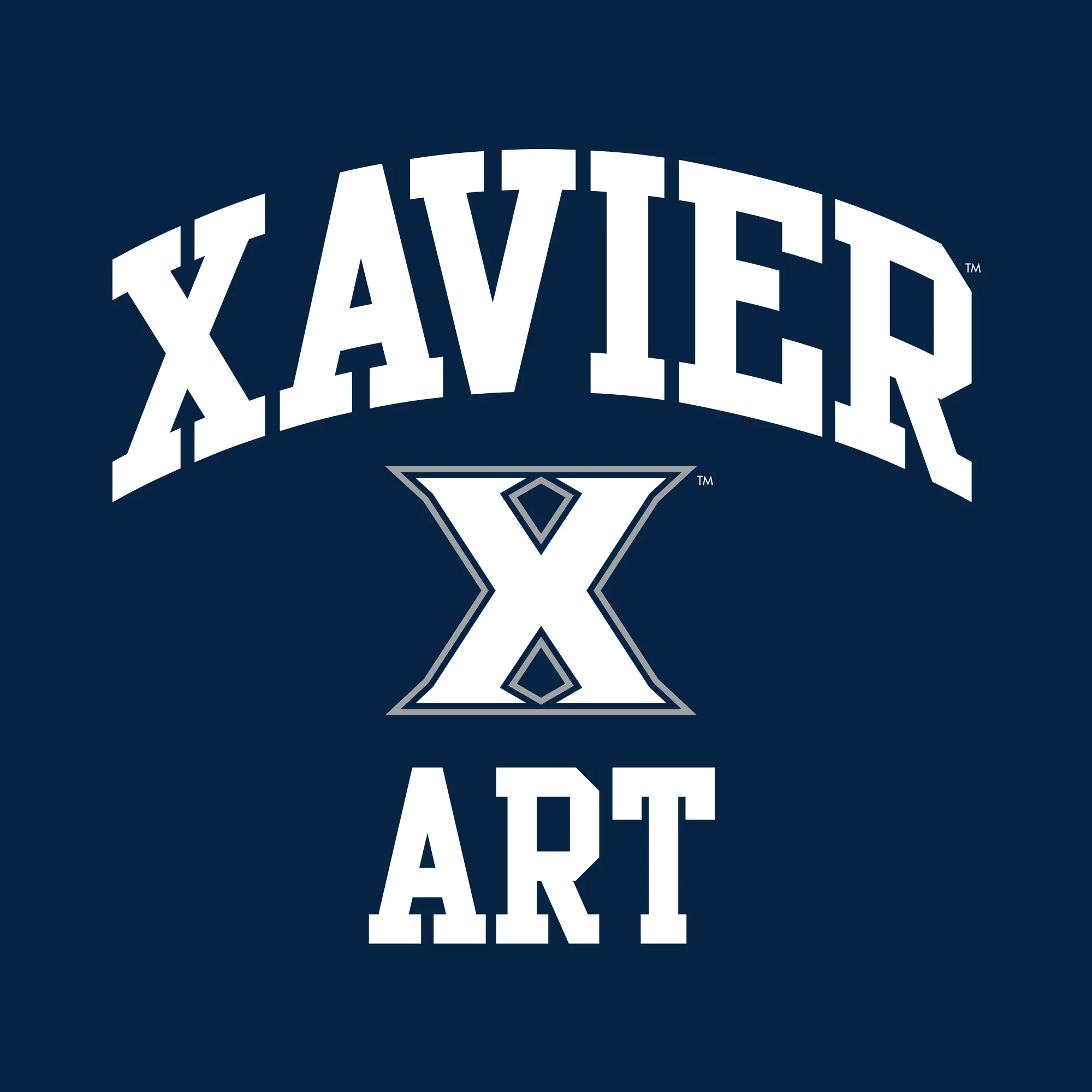 Xavier University Musketeers Arch Logo Art Basic Cotton Short Sleeve T Shirt - Navy - Image 2
