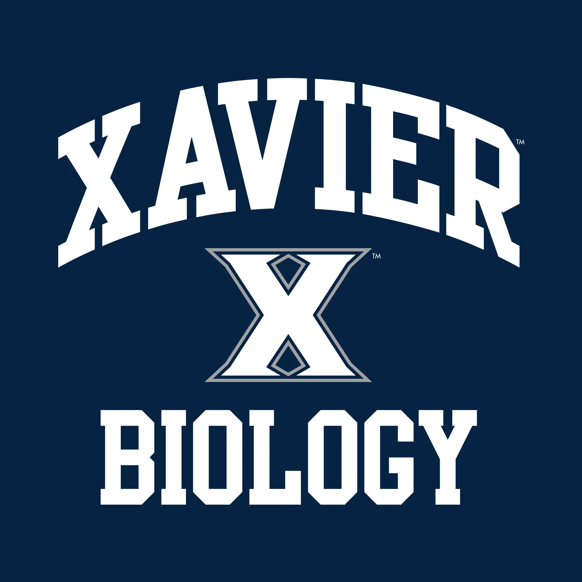 Xavier University Musketeers Arch Logo Biology Basic Cotton Short Sleeve T Shirt - Navy - Image 2