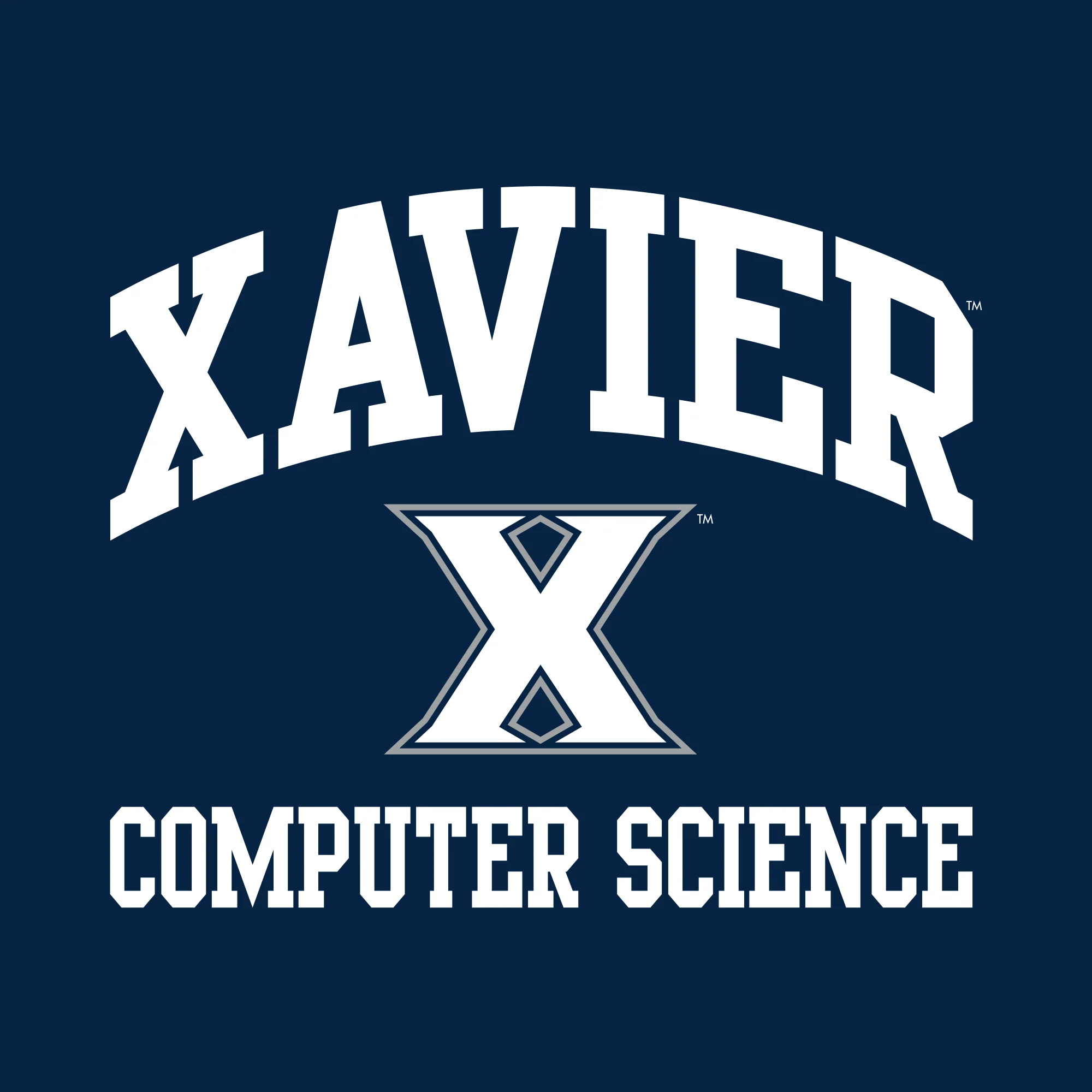 Xavier University Musketeers Arch Logo Computer Science Basic Cotton Short Sleeve T Shirt - Navy - Image 2