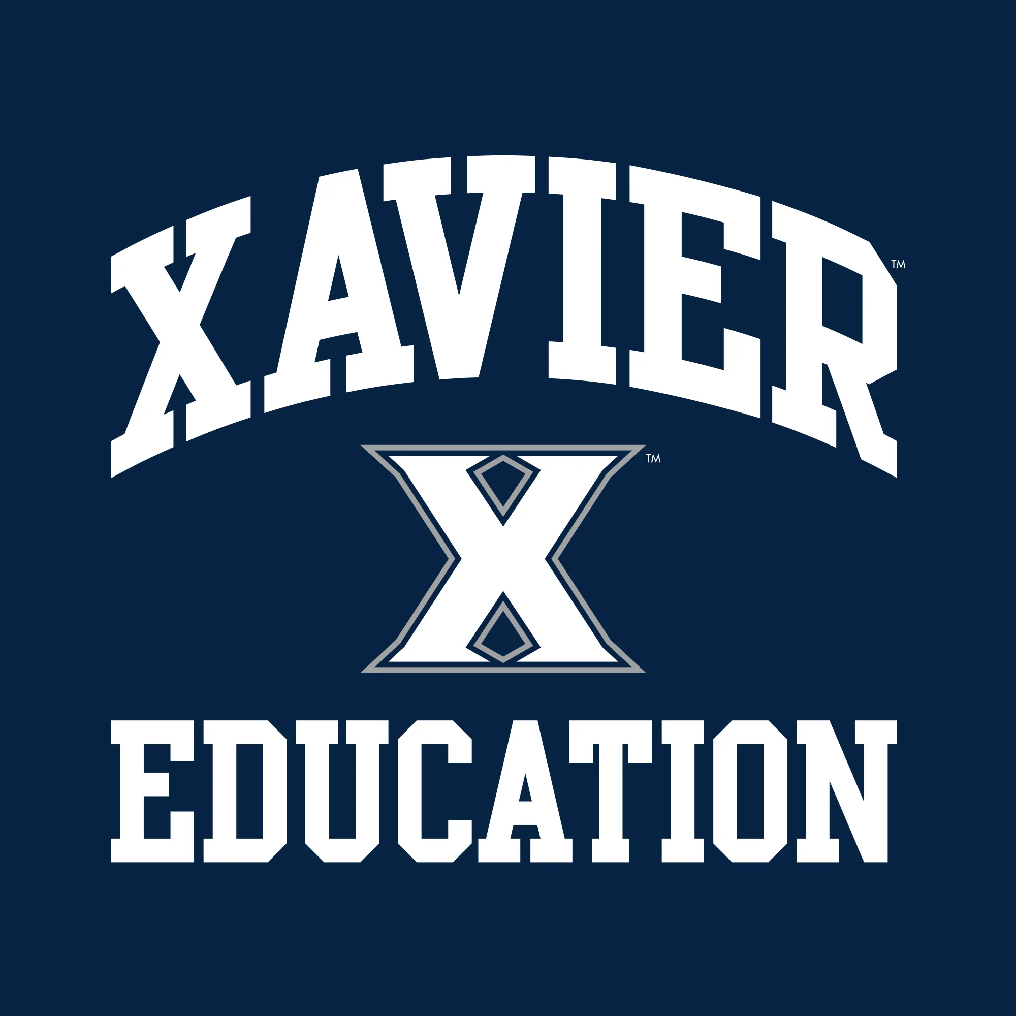 Xavier University Musketeers Arch Logo Education Basic Cotton Short Sleeve T Shirt - Navy - Image 2