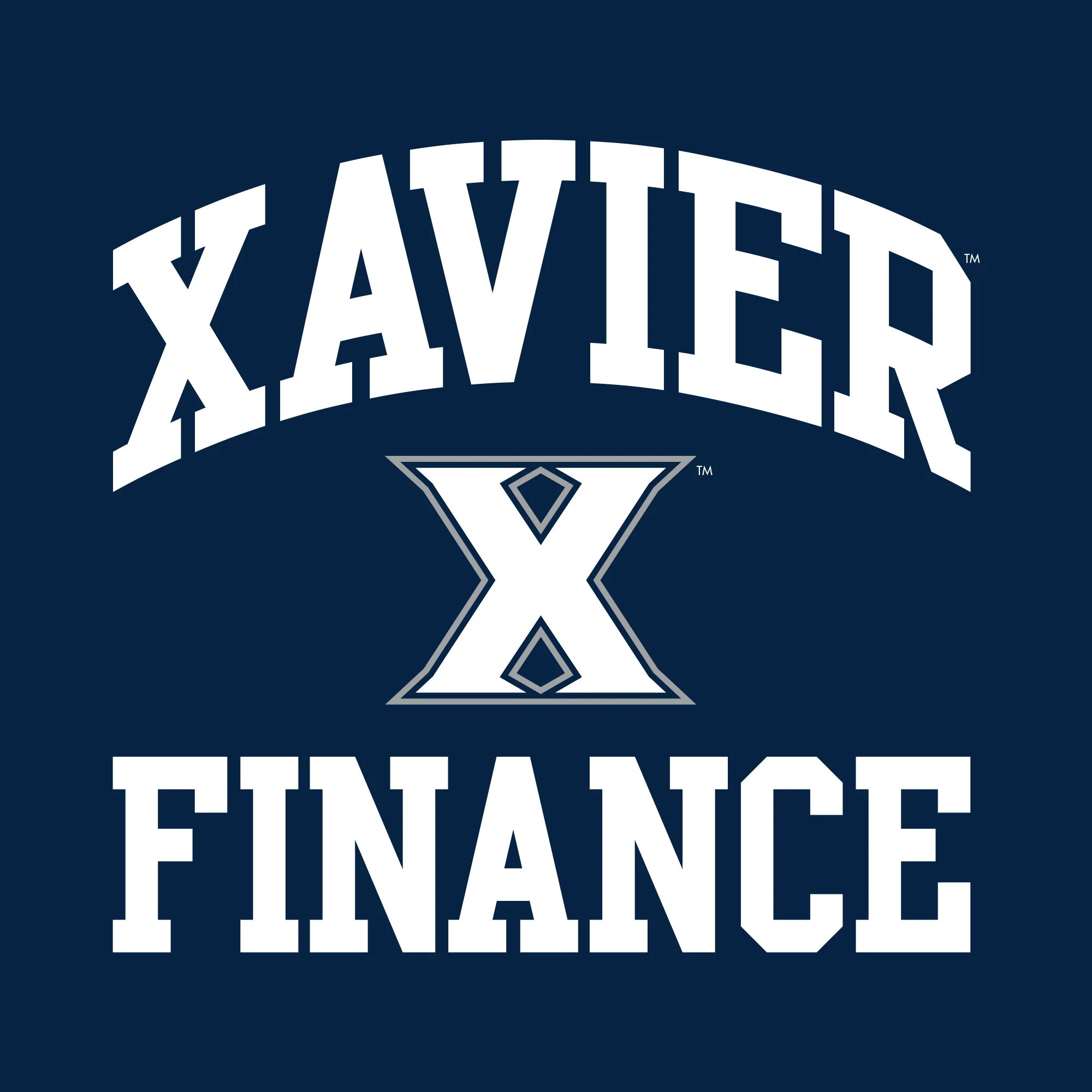 Xavier University Musketeers Arch Logo Finance Basic Cotton Short Sleeve T Shirt - Navy - Image 2