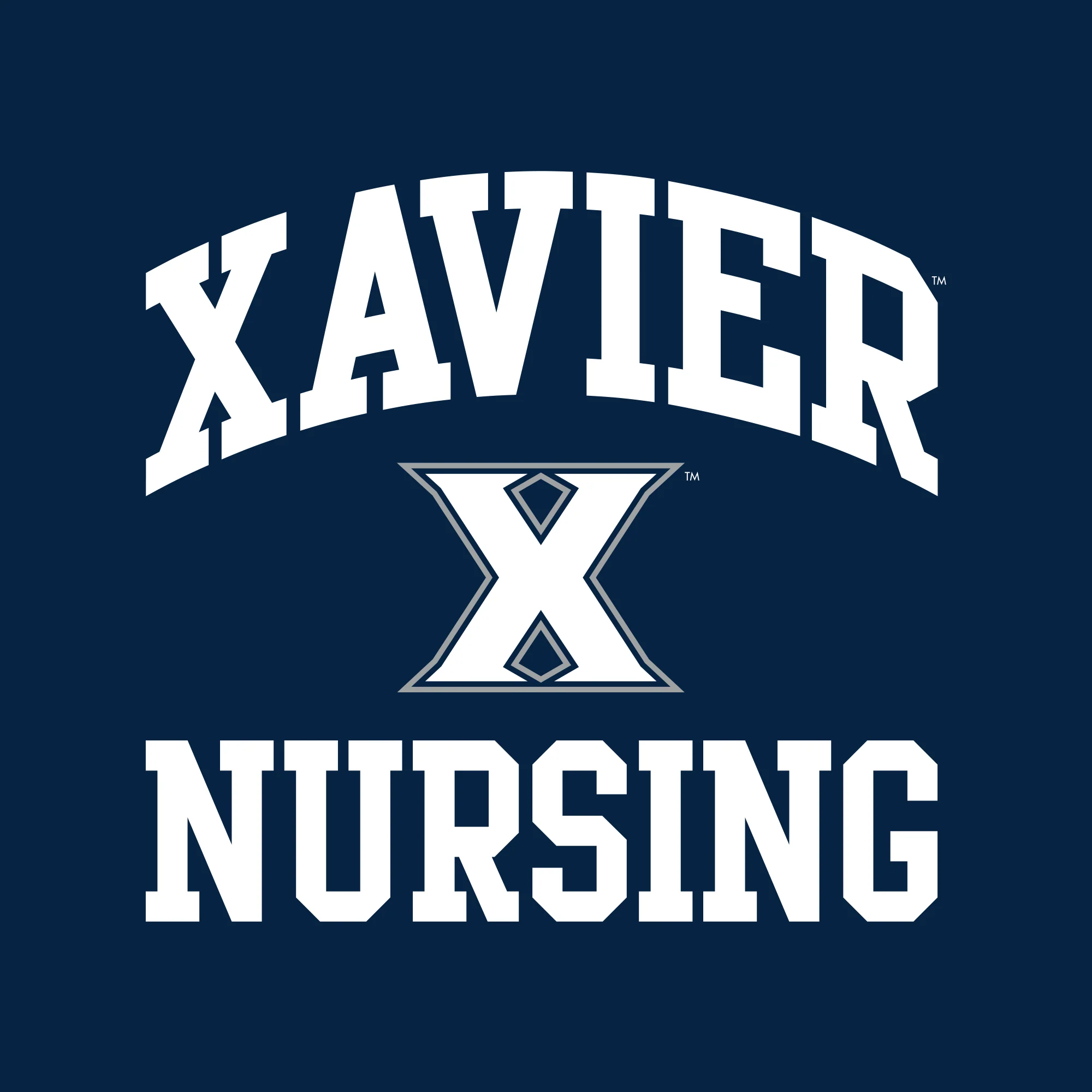 Xavier University Musketeers Arch Logo Nursing Basic Cotton Short Sleeve T Shirt - Navy - Image 2