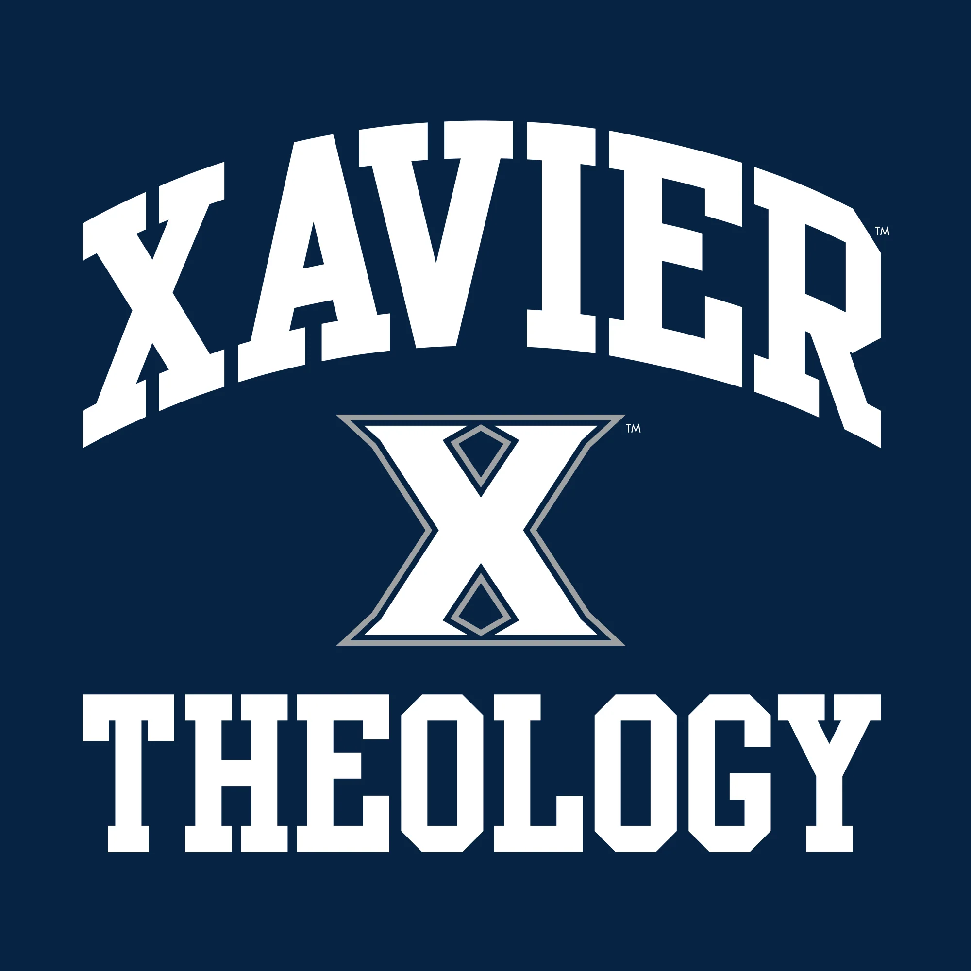 Xavier University Musketeers Arch Logo Theology Basic Cotton Short Sleeve T Shirt - Navy - Image 2