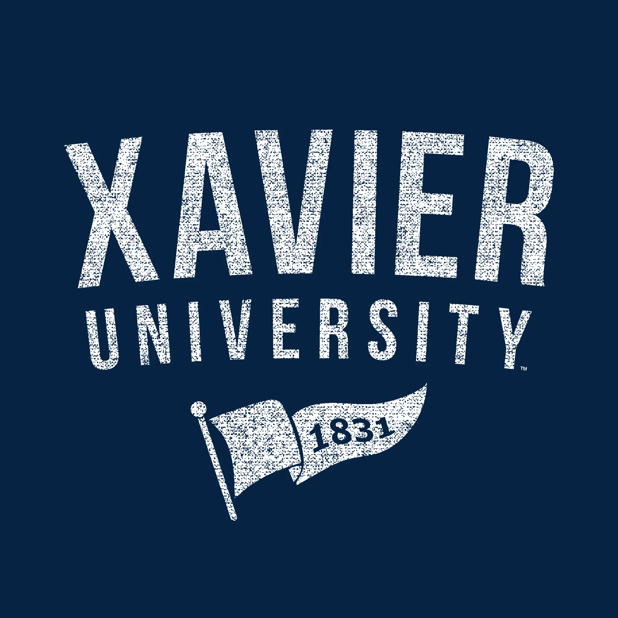 Xavier University Musketeers 1831 Banner Canvas Short Sleeve Triblend T-Shirt - Solid Navy - Image 2
