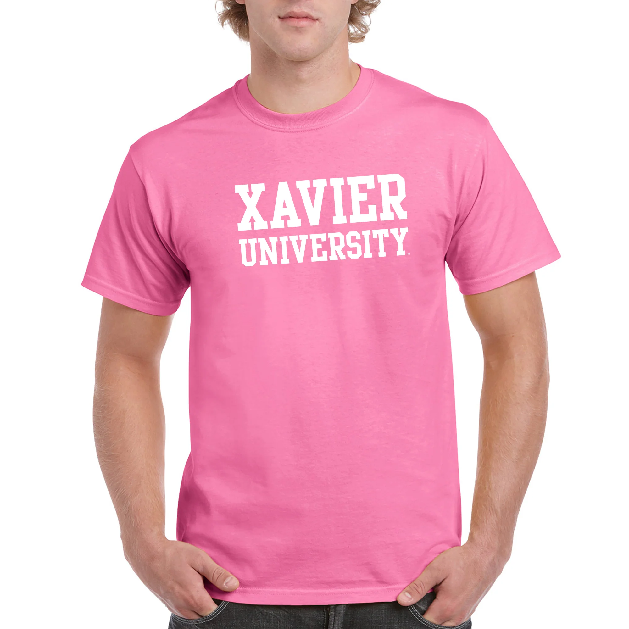 Xavier University Musketeers Basic Block Short Sleeve T Shirt - Azalea - Image 3