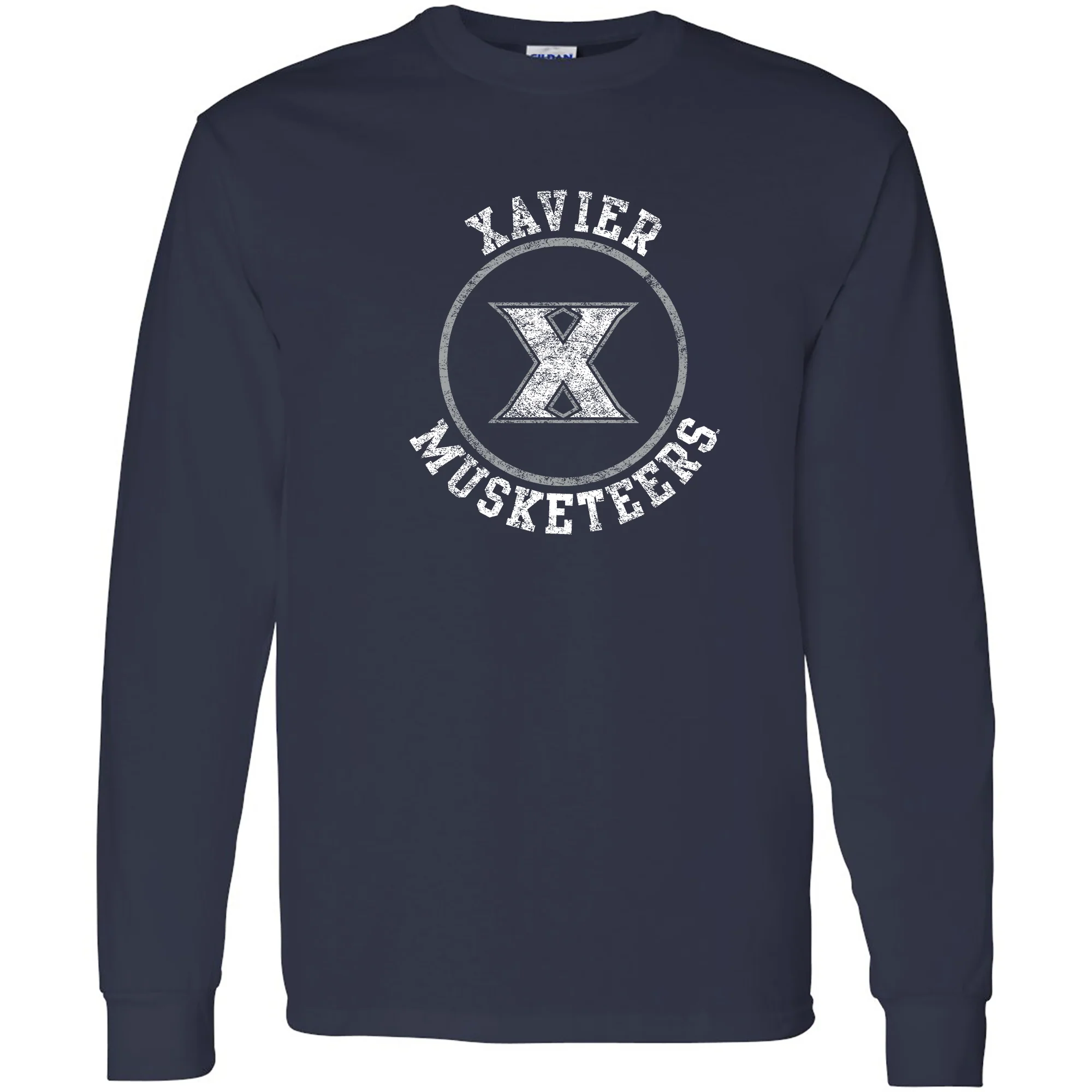 Xavier University Musketeers Distressed Circle Logo Long Sleeve T-Shirt - Navy