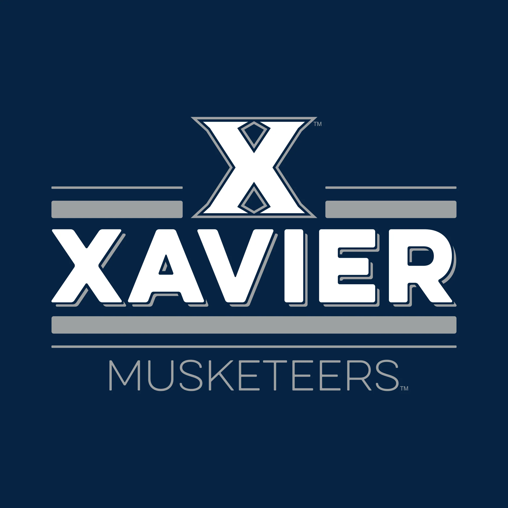 Xavier University Musketeers Double Bar Logo Hoodie - Navy - Image 2