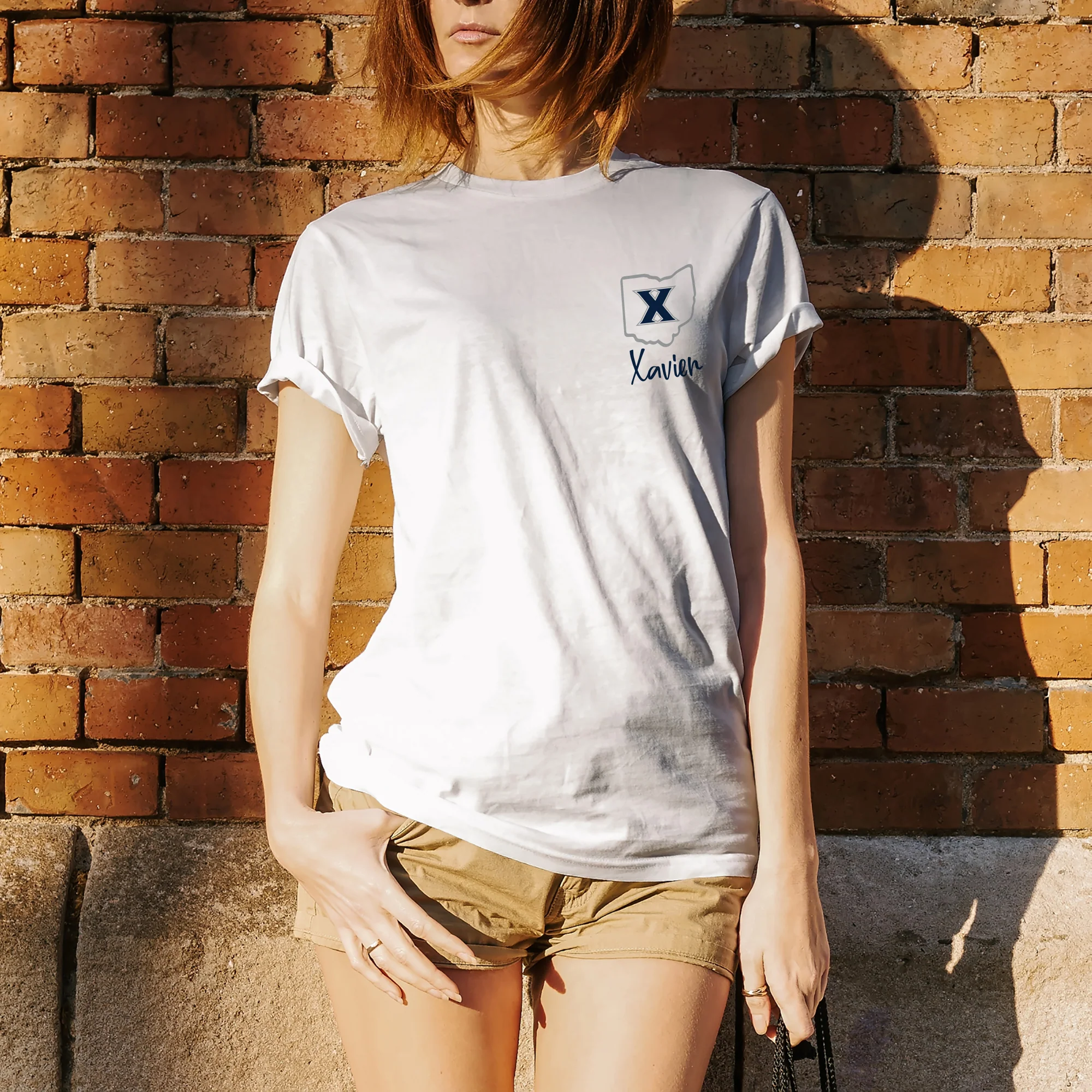 Xavier University Musketeers Playful Sketch Basic Cotton Short Sleeve T Shirt - White - Image 5