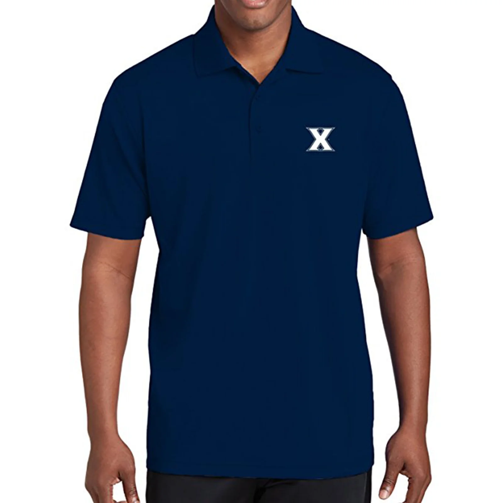 Xavier University Musketeers Primary Logo Left Chest Mens Polo - Navy - Image 4
