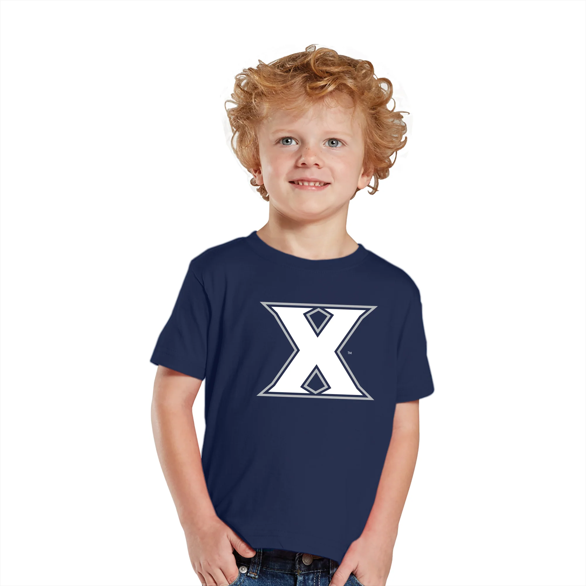 Xavier University Musketeers Primary Logo Toddler Short Sleeve T Shirt - Navy - Image 3
