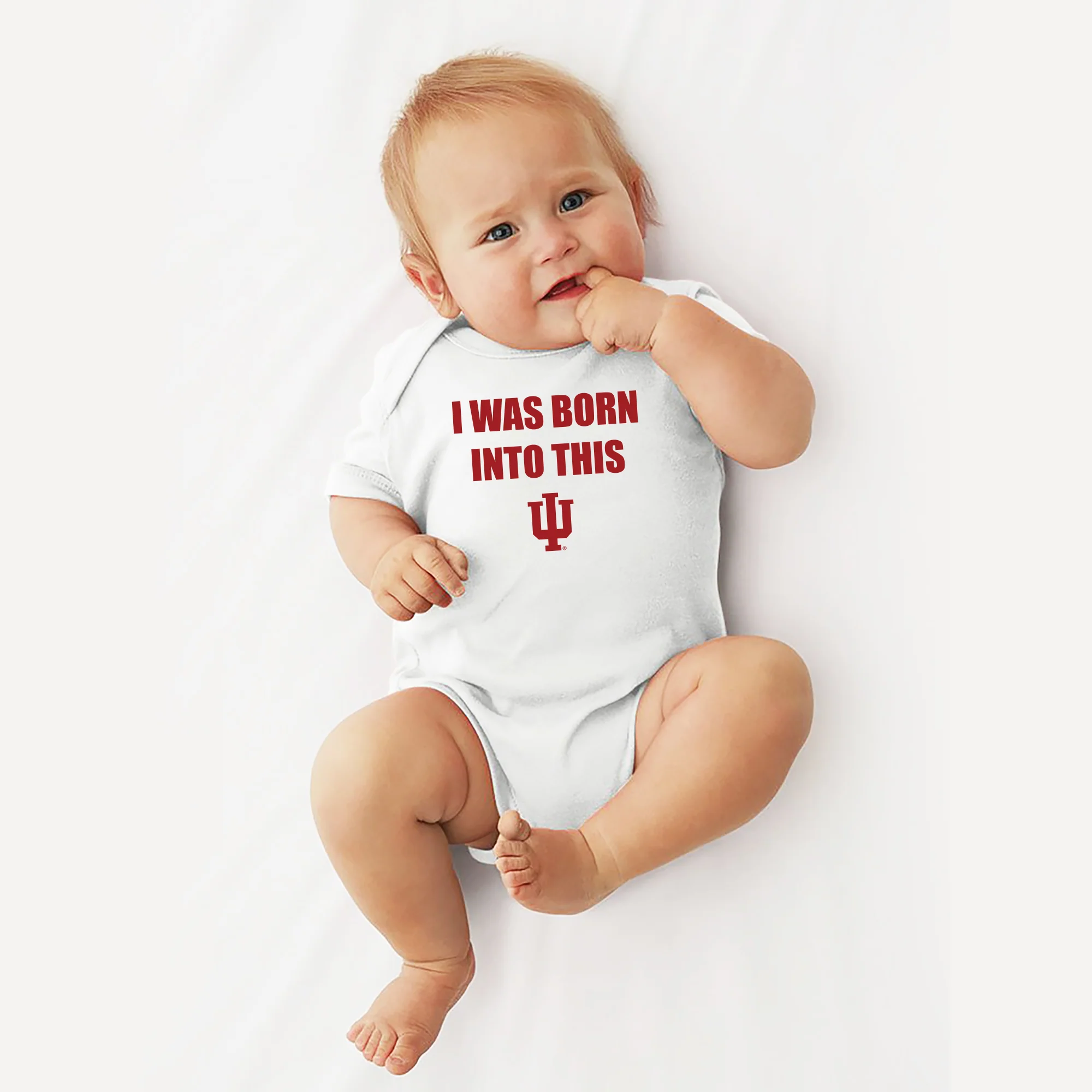 Indiana Hoosiers Born Into This Infant Creeper Bodysuit - White - Image 3