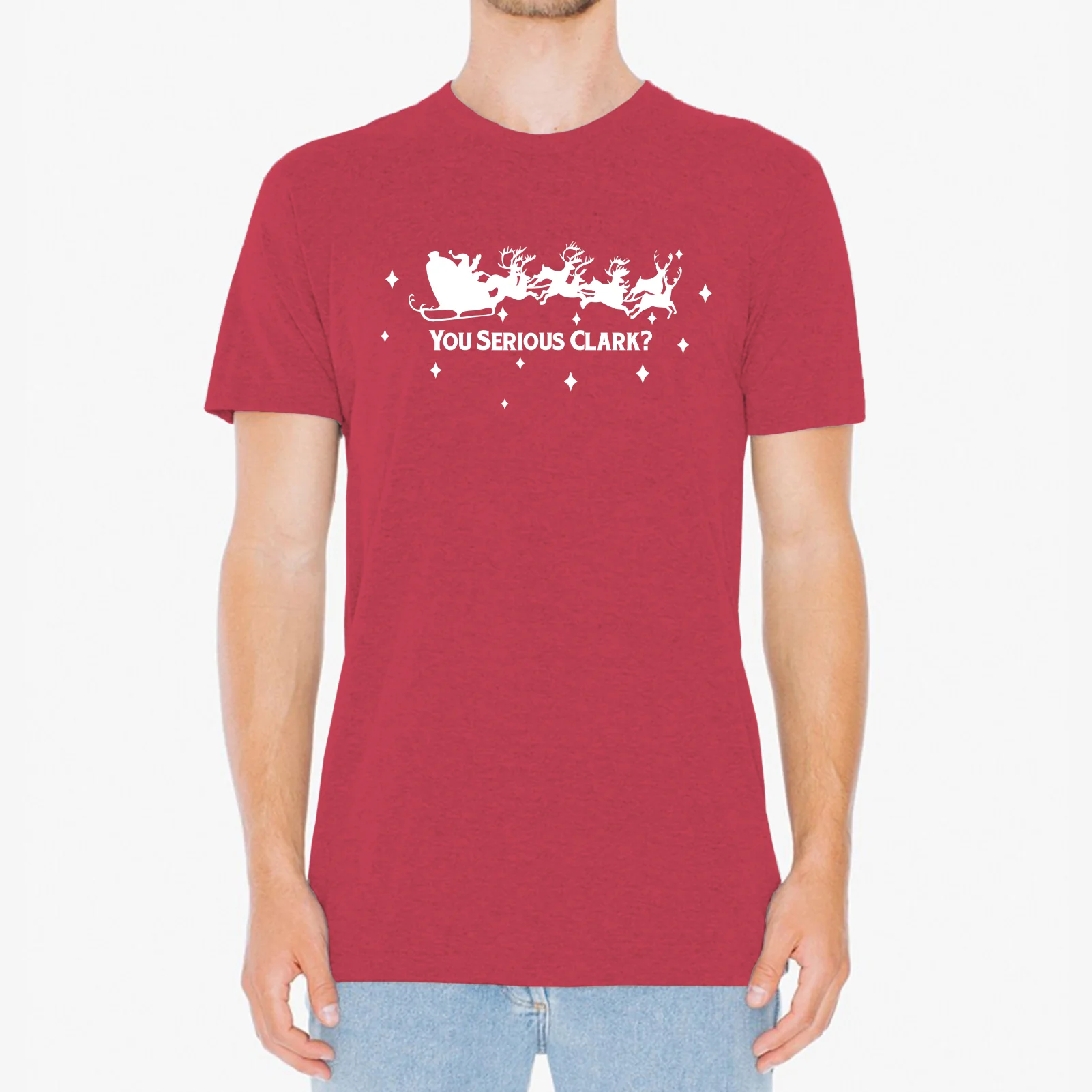 You Serious Clark - Funny Christmas Vacation Graphic T Shirt - Heather Red - Image 4