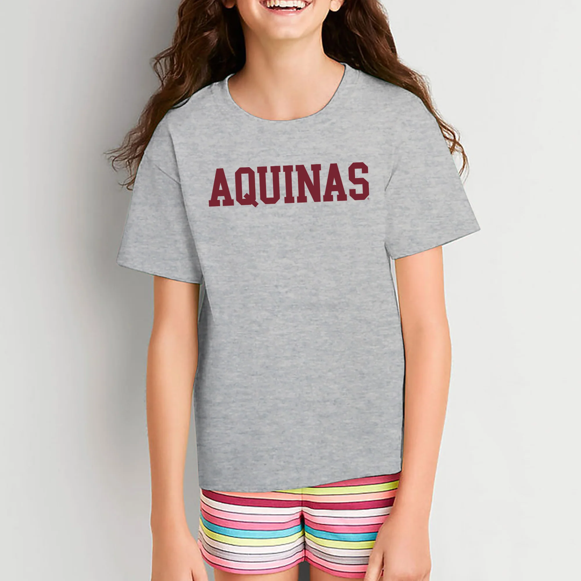 Aquinas Saints Basic Block Youth T Shirt - Sport Grey - Image 4