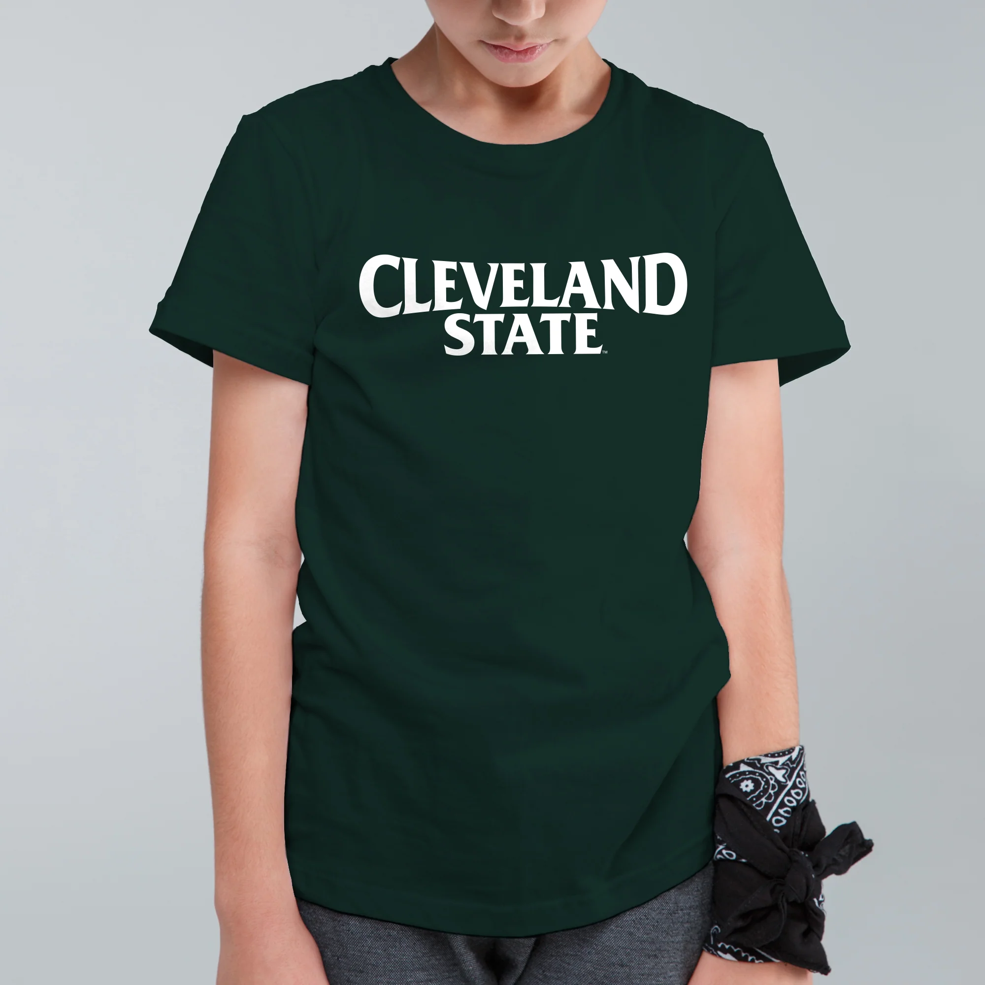 Cleveland State Vikings Basic Block Youth T Shirt - Forest - Image 3