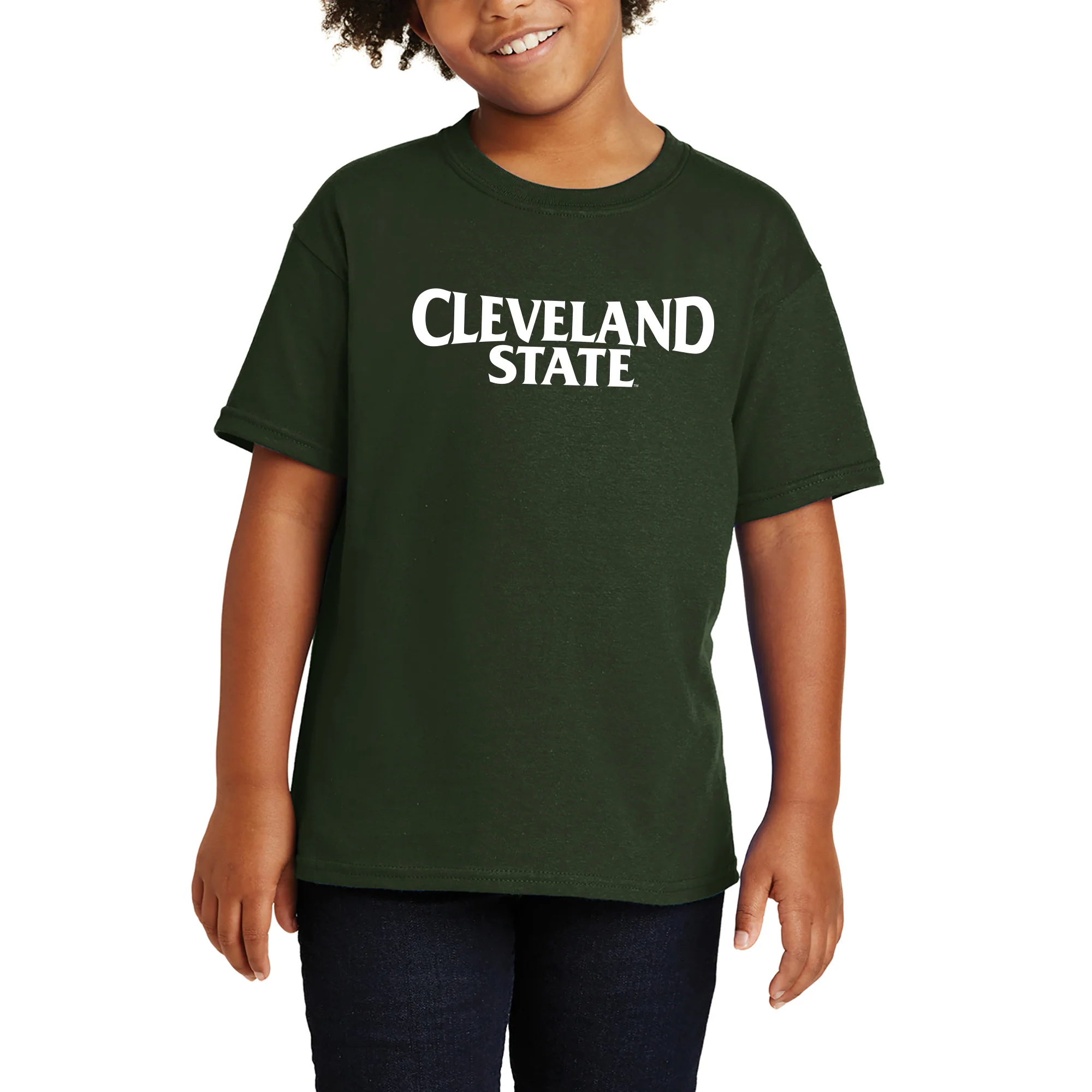 Cleveland State Vikings Basic Block Youth T Shirt - Forest - Image 4