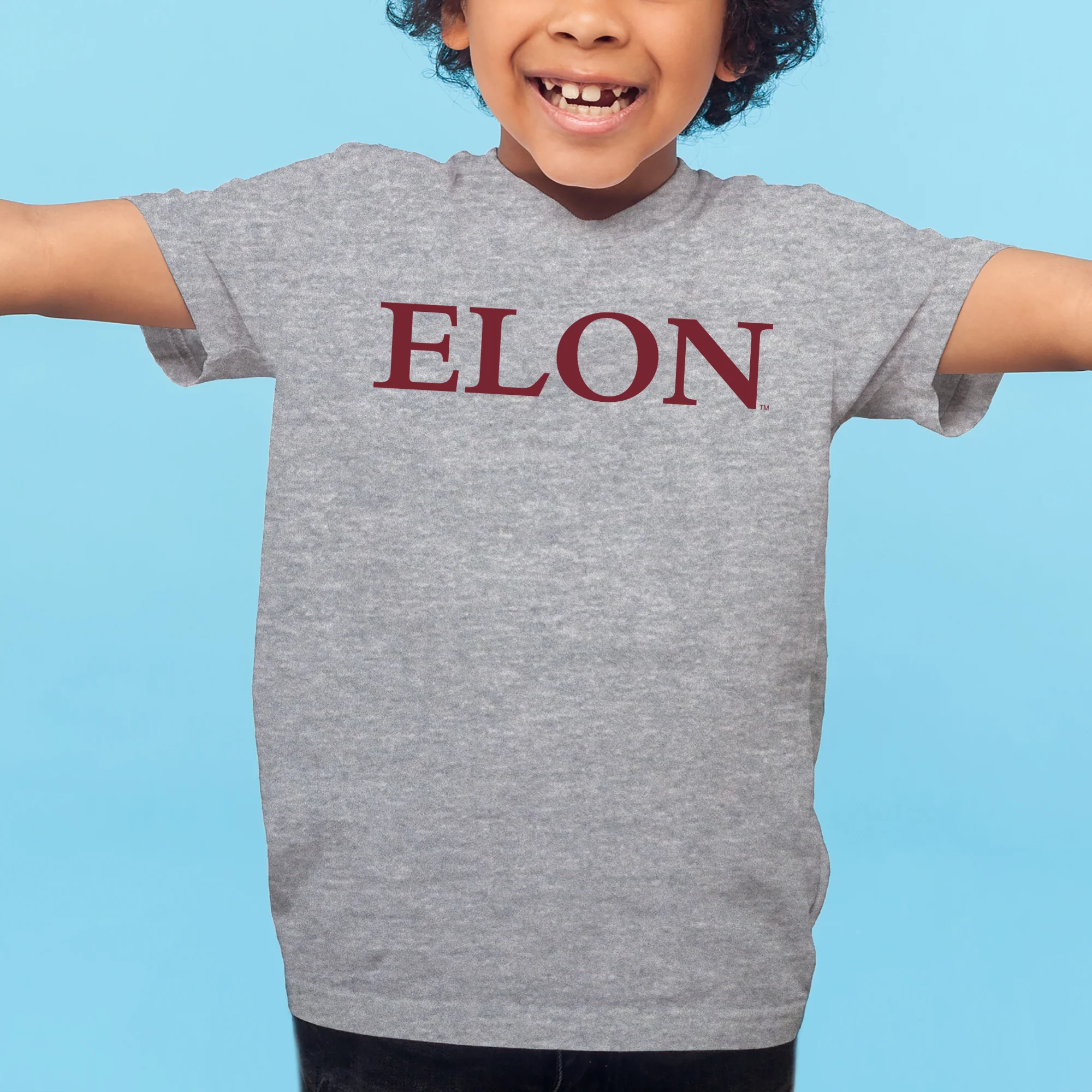 Elon Phoenix Basic Block Youth T Shirt - Sport Grey - Image 4