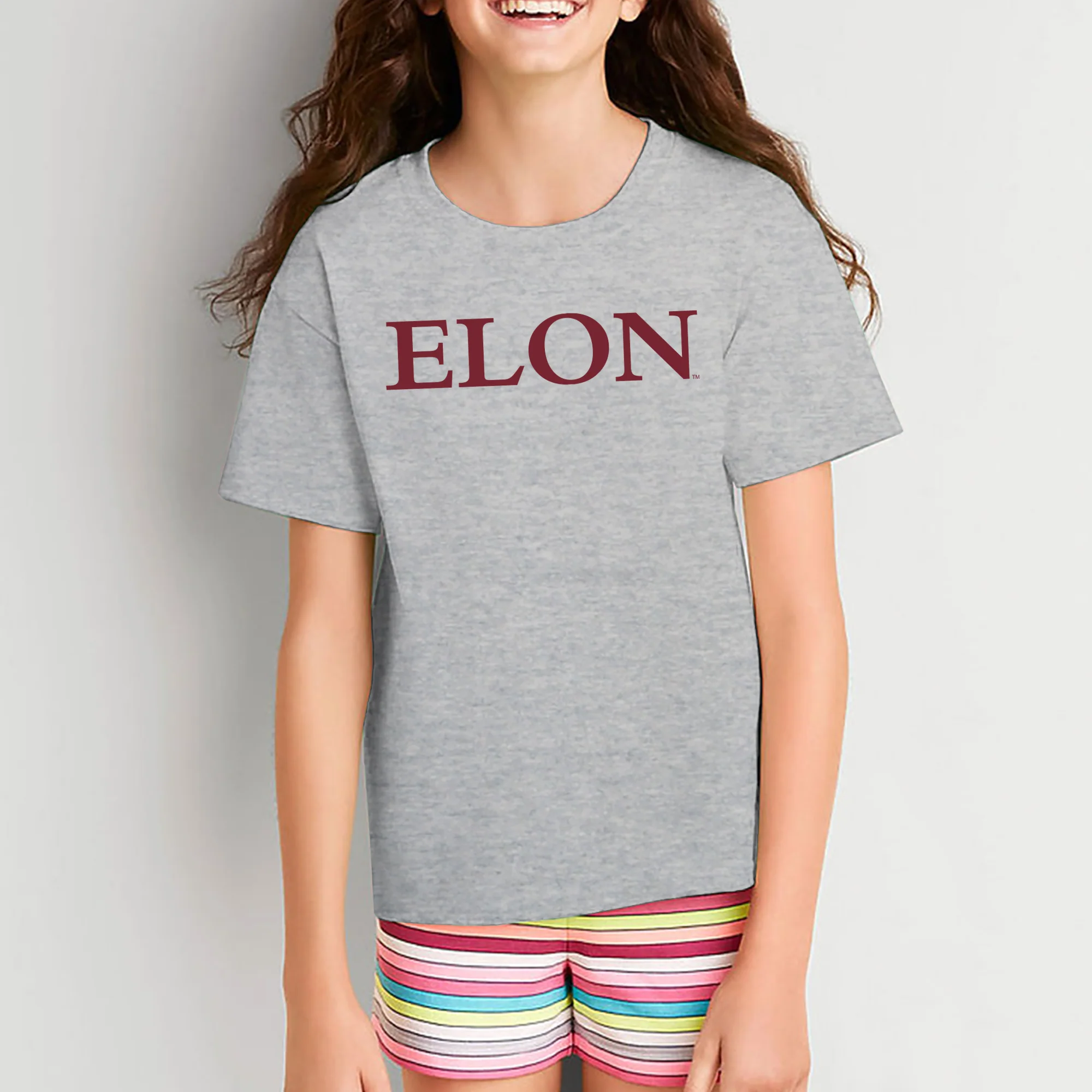 Elon Phoenix Basic Block Youth T Shirt - Sport Grey - Image 5