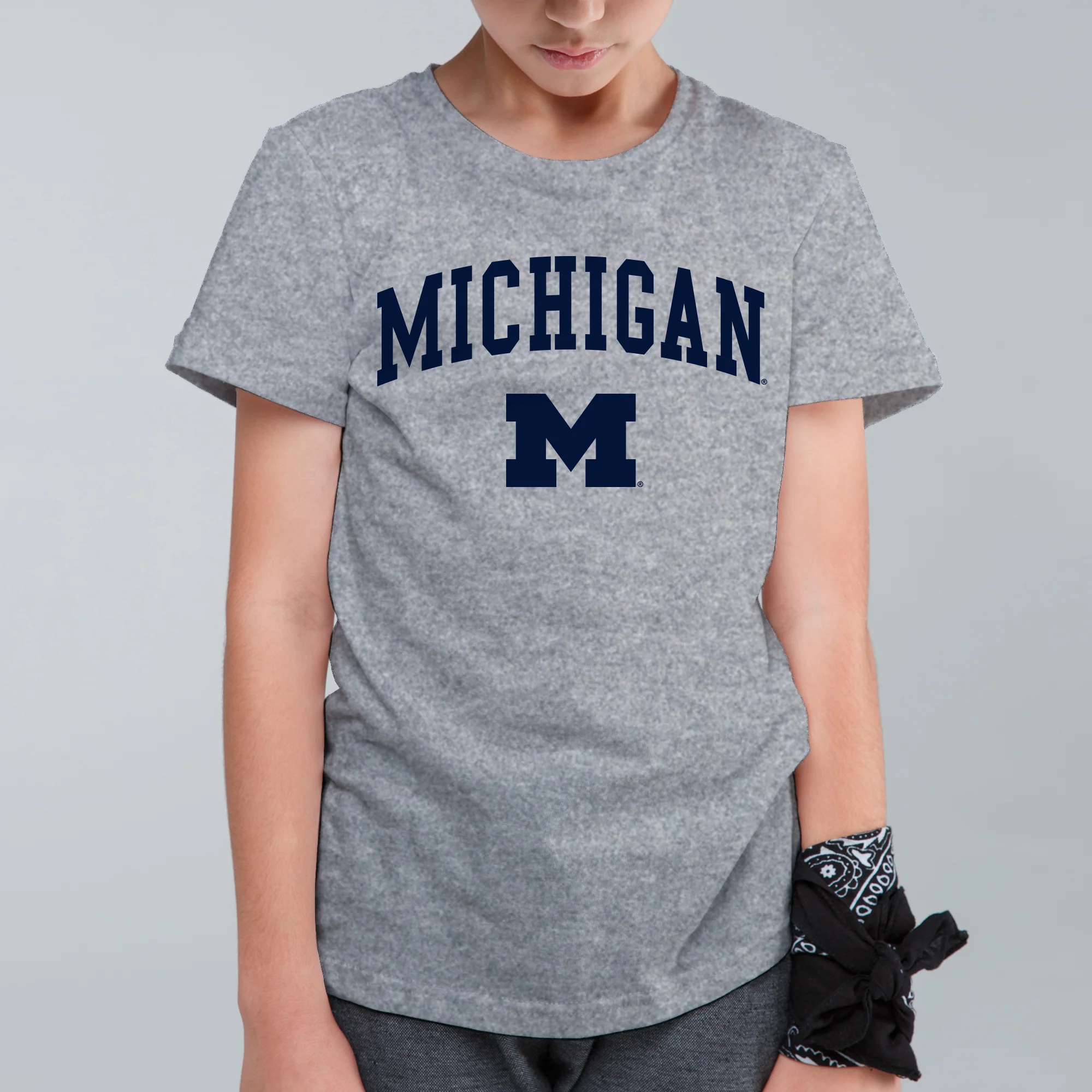 Michigan Wolverines Arch Logo Youth T Shirt - Sport Grey - Image 3