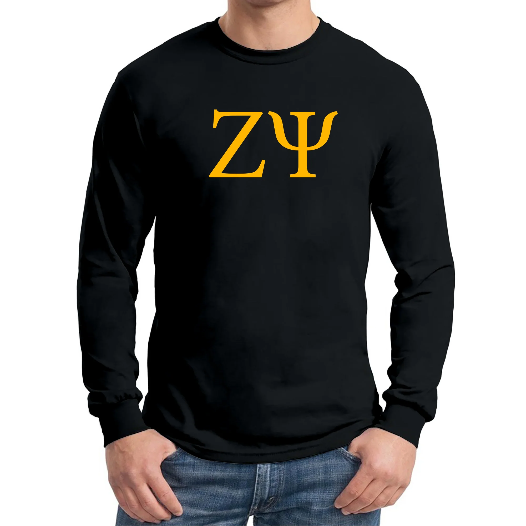 Zeta Psi Greek Letter Block Long Sleeve - Black - Image 3