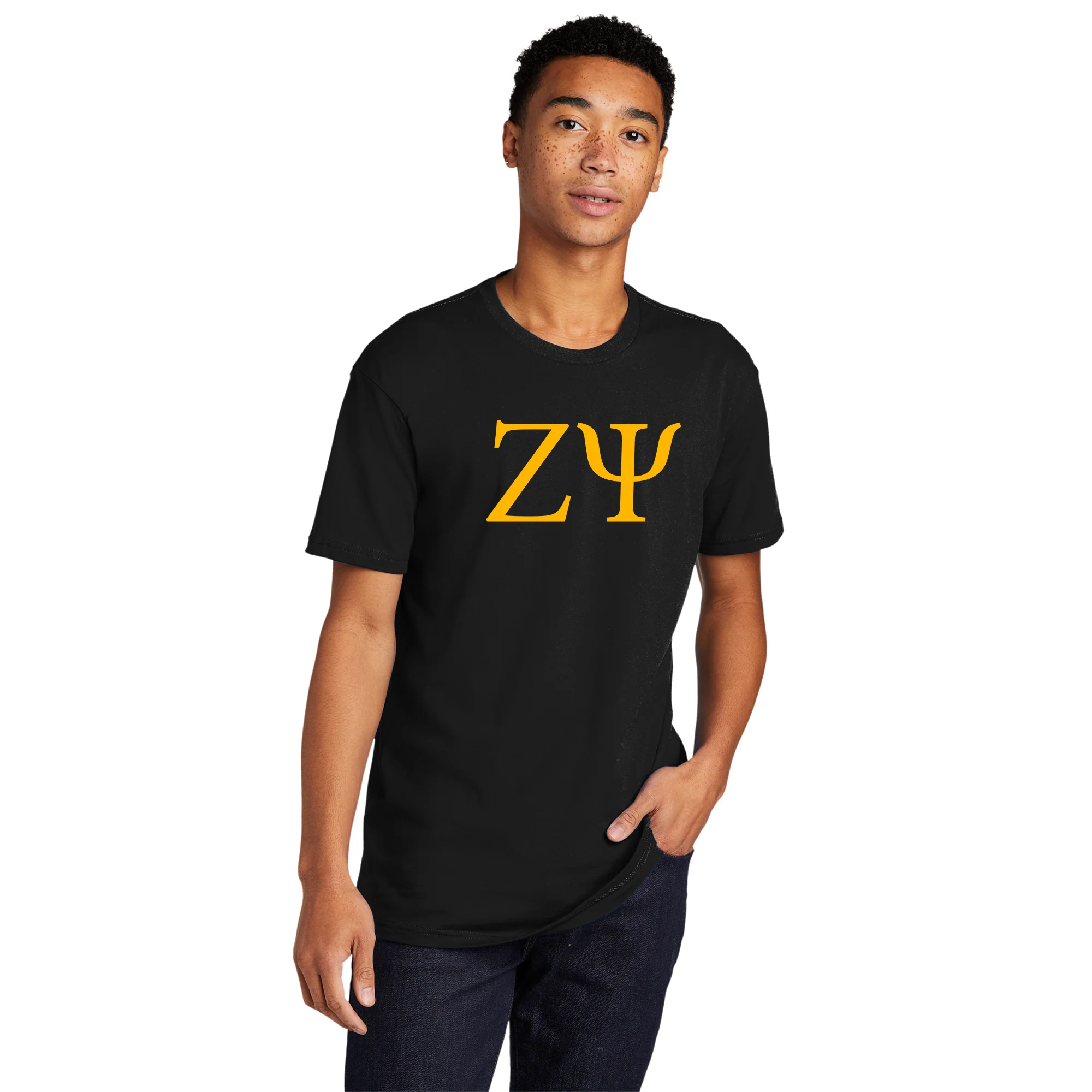 Zeta Psi Greek Letter Block NLA T-Shirt - Black - Image 3